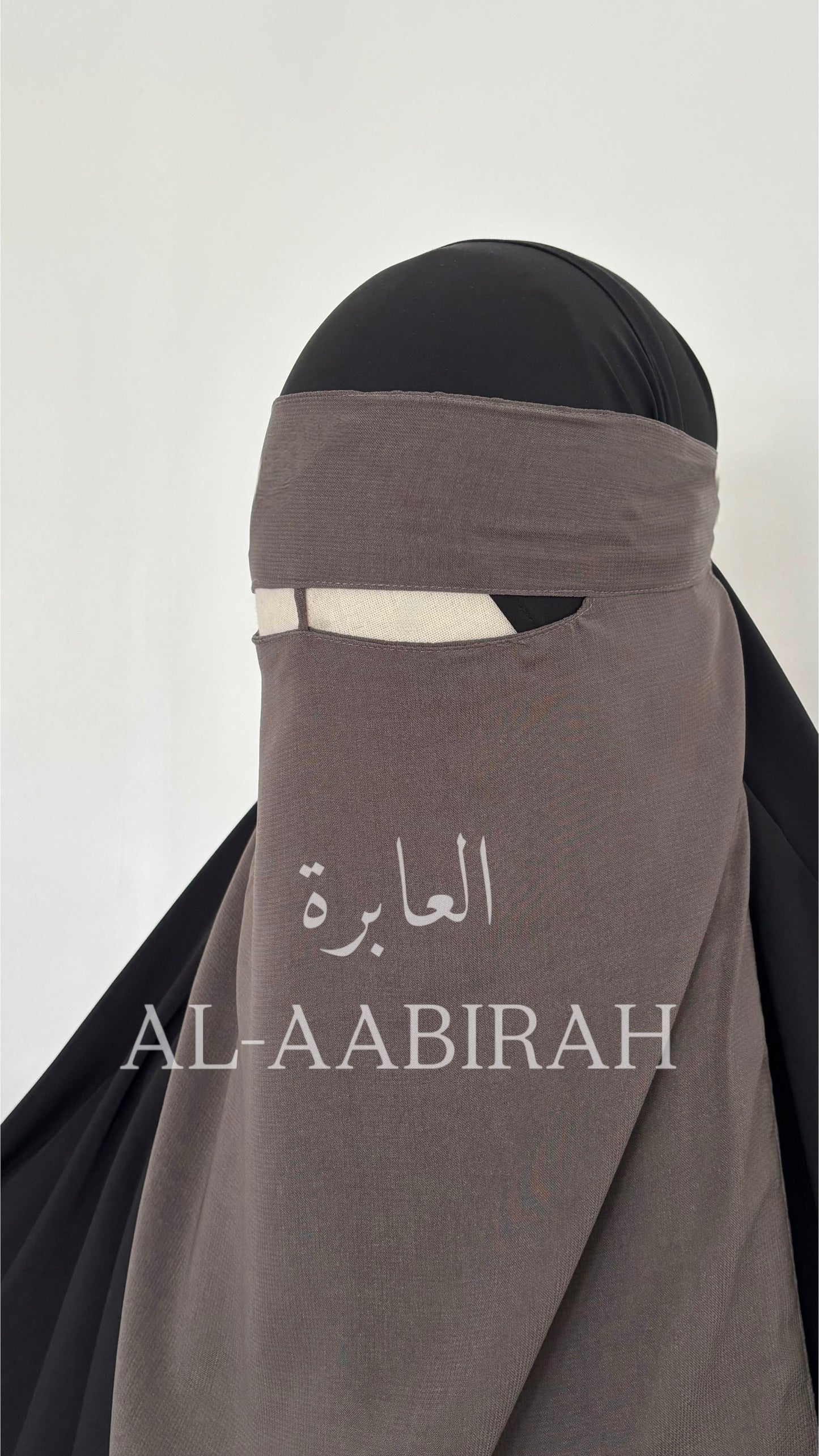 One Layer Nose String Niqab- Dark Grey