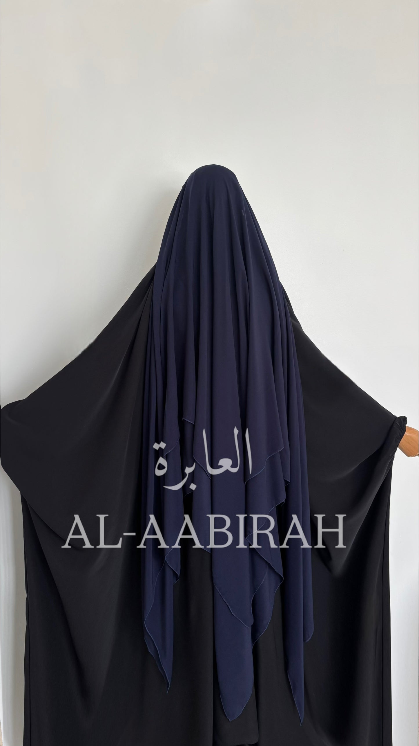 Three Layer Nose String Niqab - Navy Blue