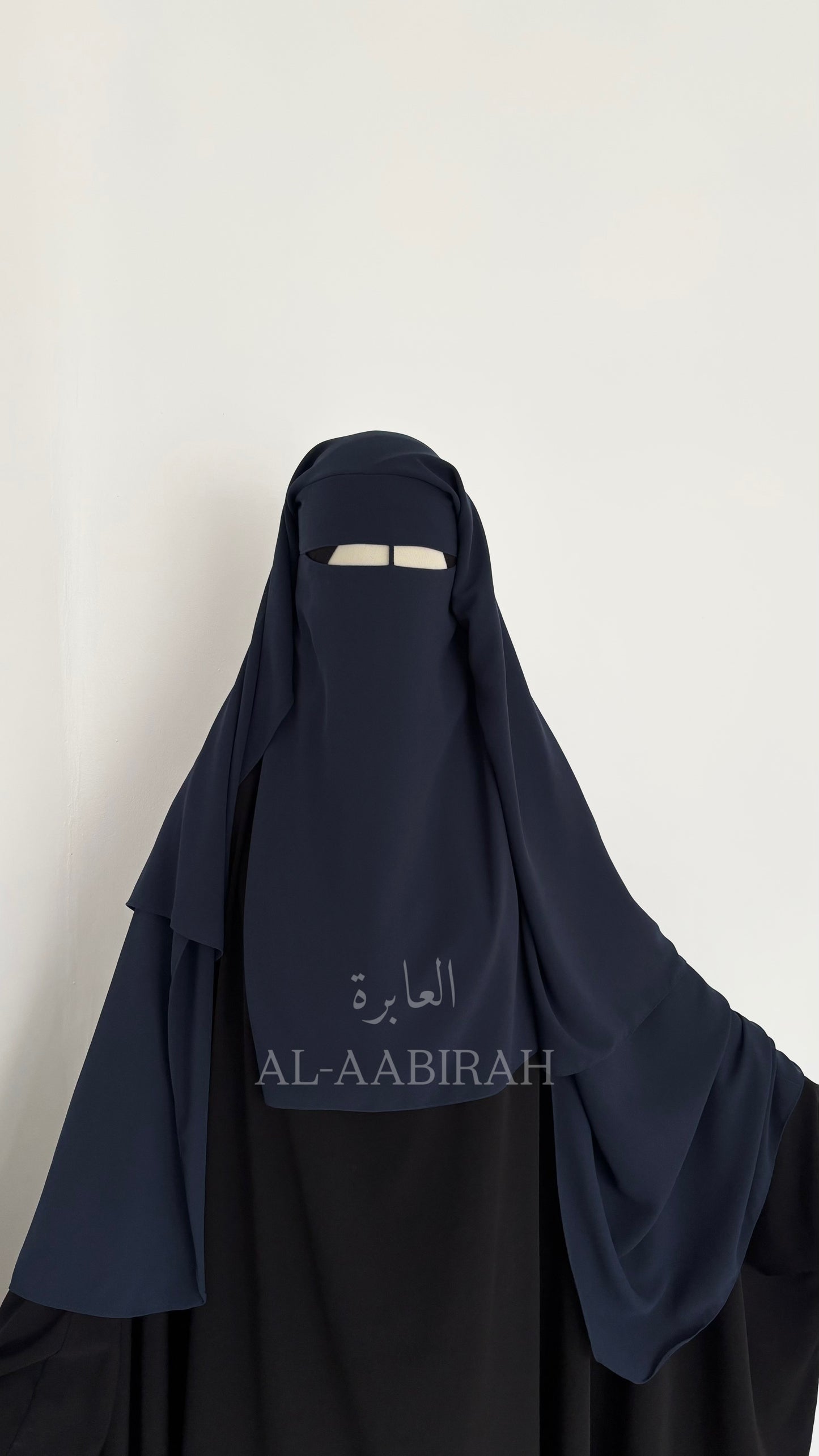 Three Layer Nose String Niqab- Navy Blue