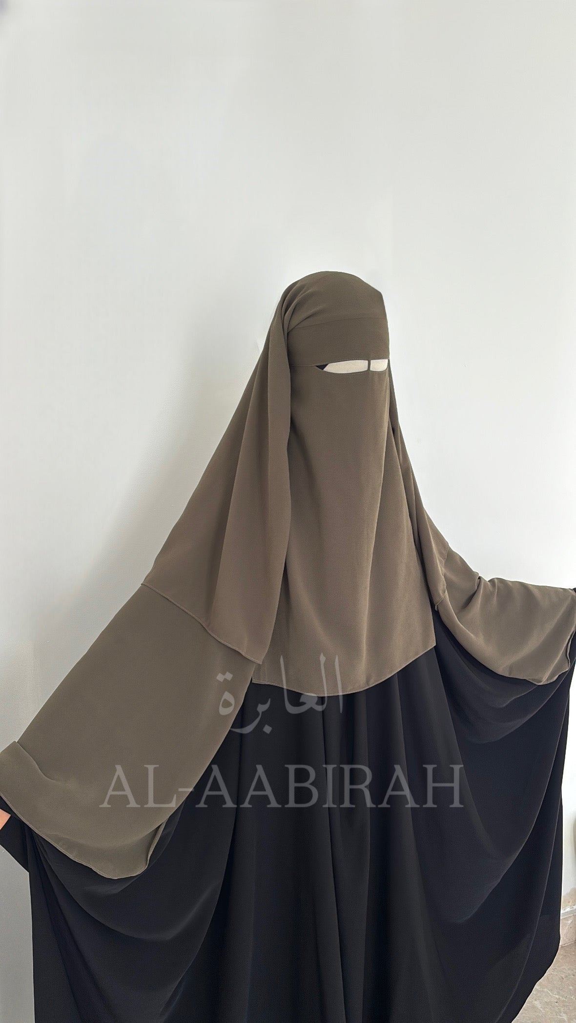 Three Layer Nose String Niqab- Khaki