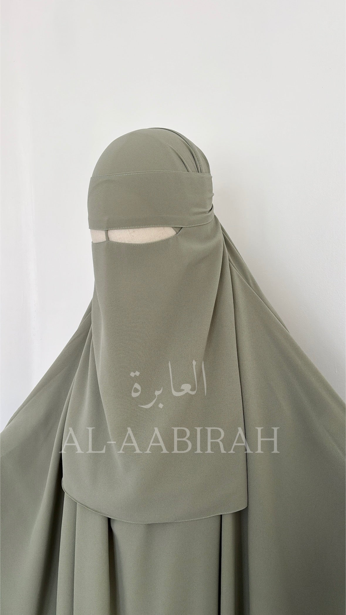 Medium One Layer Nose String Niqab- Sage Green