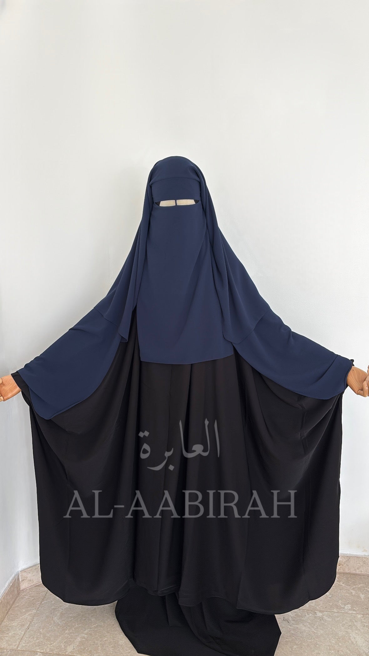 Three Layer Nose String Niqab- Navy Blue