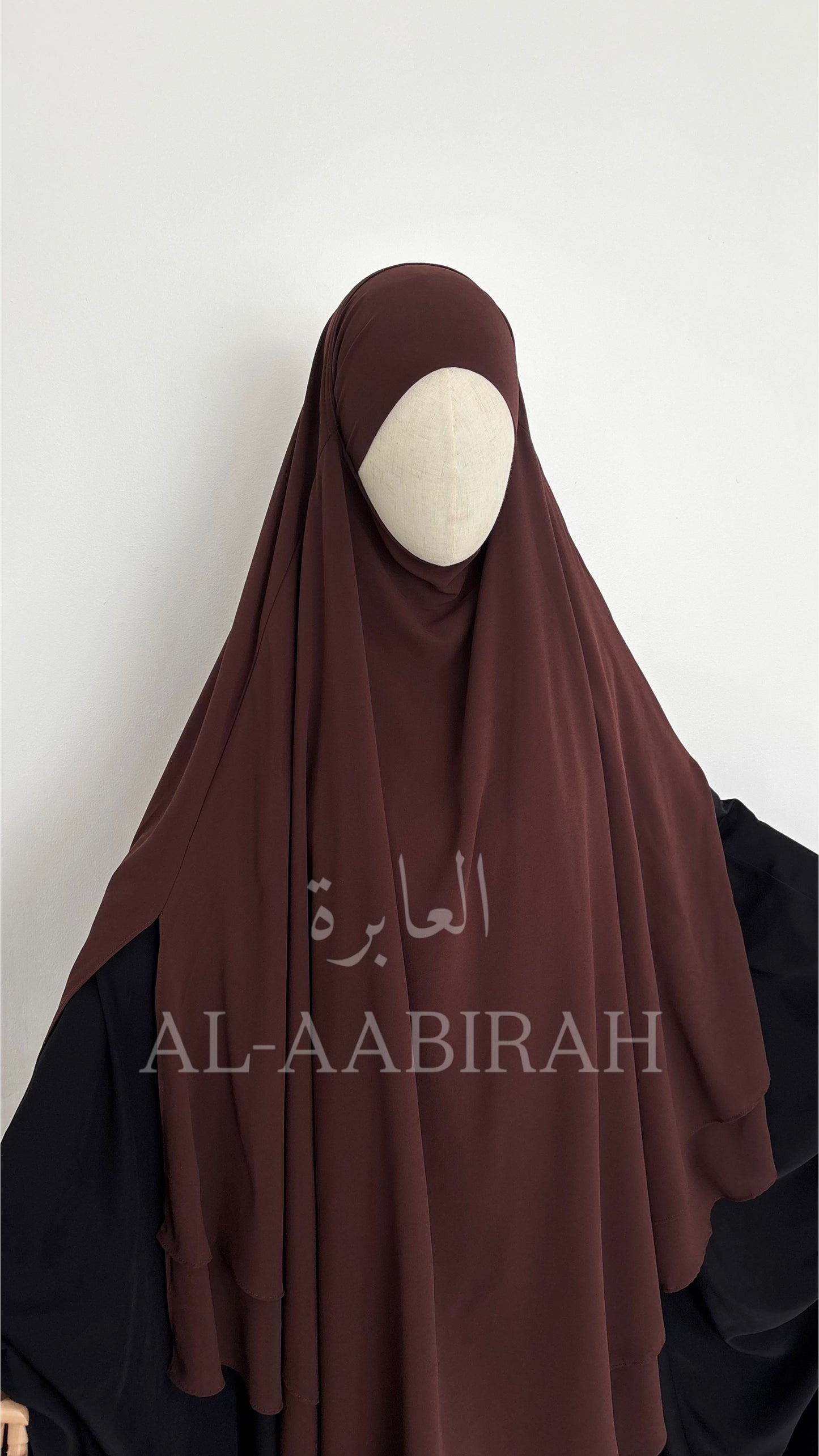 Double Layer Chiffon Khimar- Dark Brown