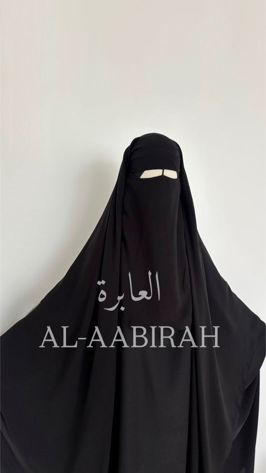 Three Layer Nose String Niqab - Black