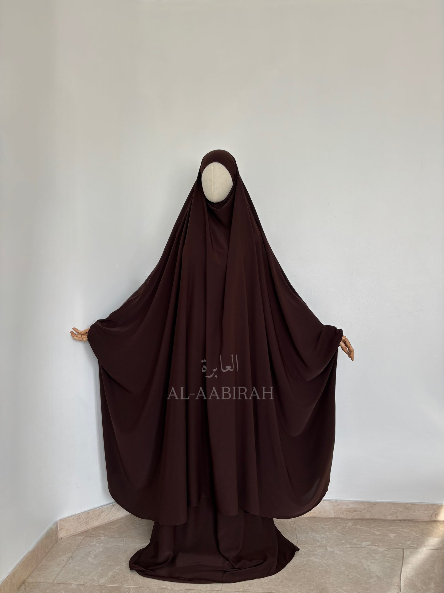 2pc Butterfly Jilbab Set- Dark Brown