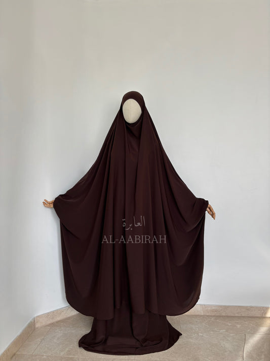 2pc Butterfly Jilbab Set- Dark Brown