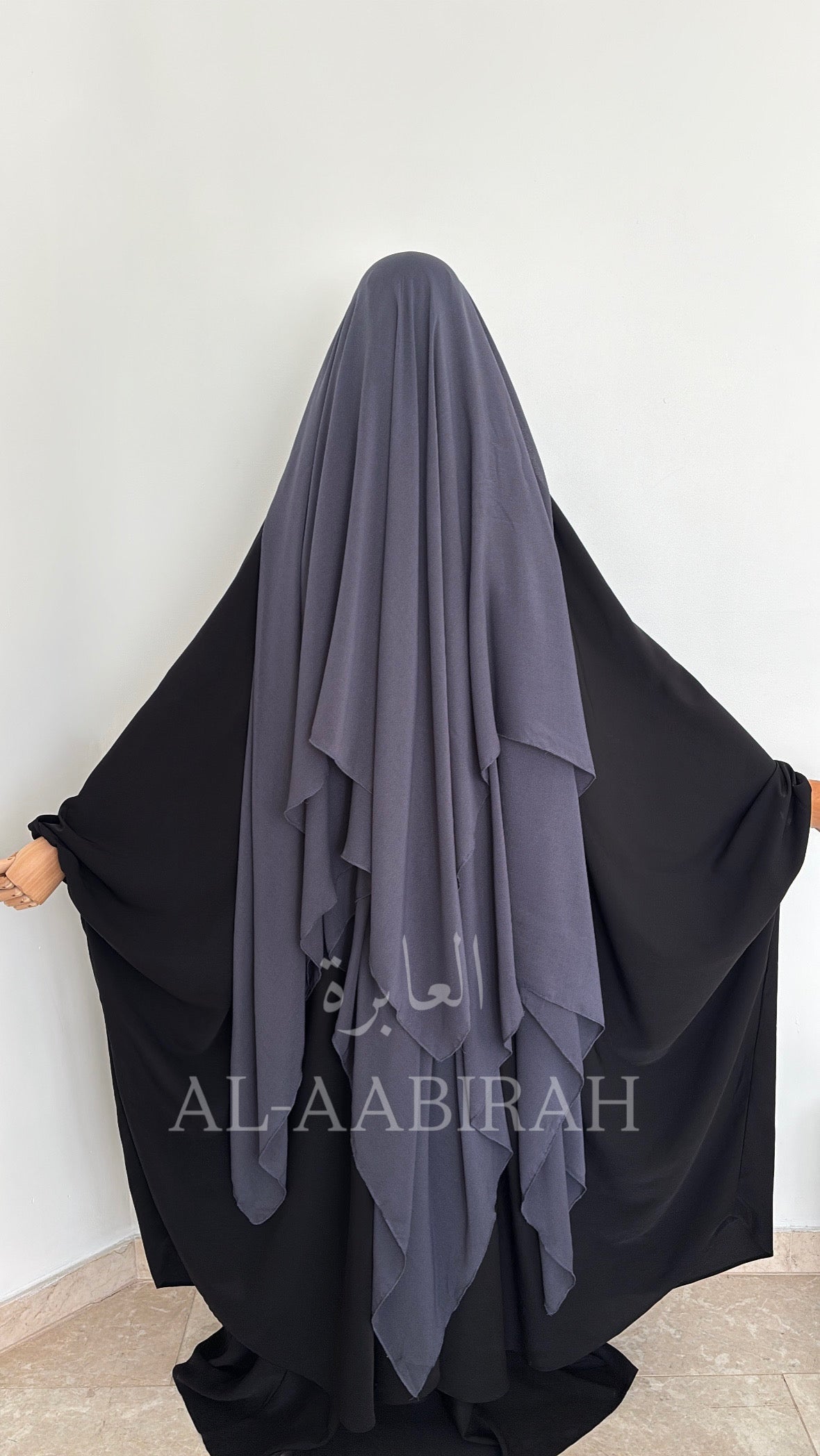 Three Layer Nose String Niqab (Blue-Grey)