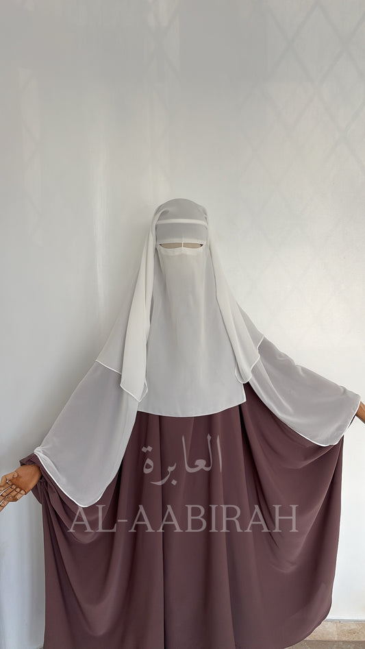 Three Layer Nose String Niqab - White (CLEARANCE)