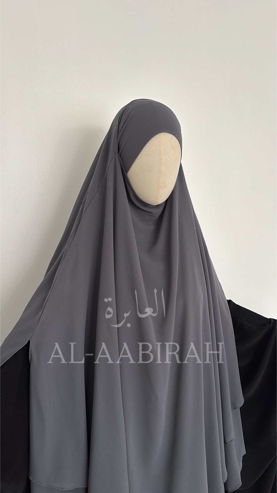 Double Layer Chiffon Khimar- Grey