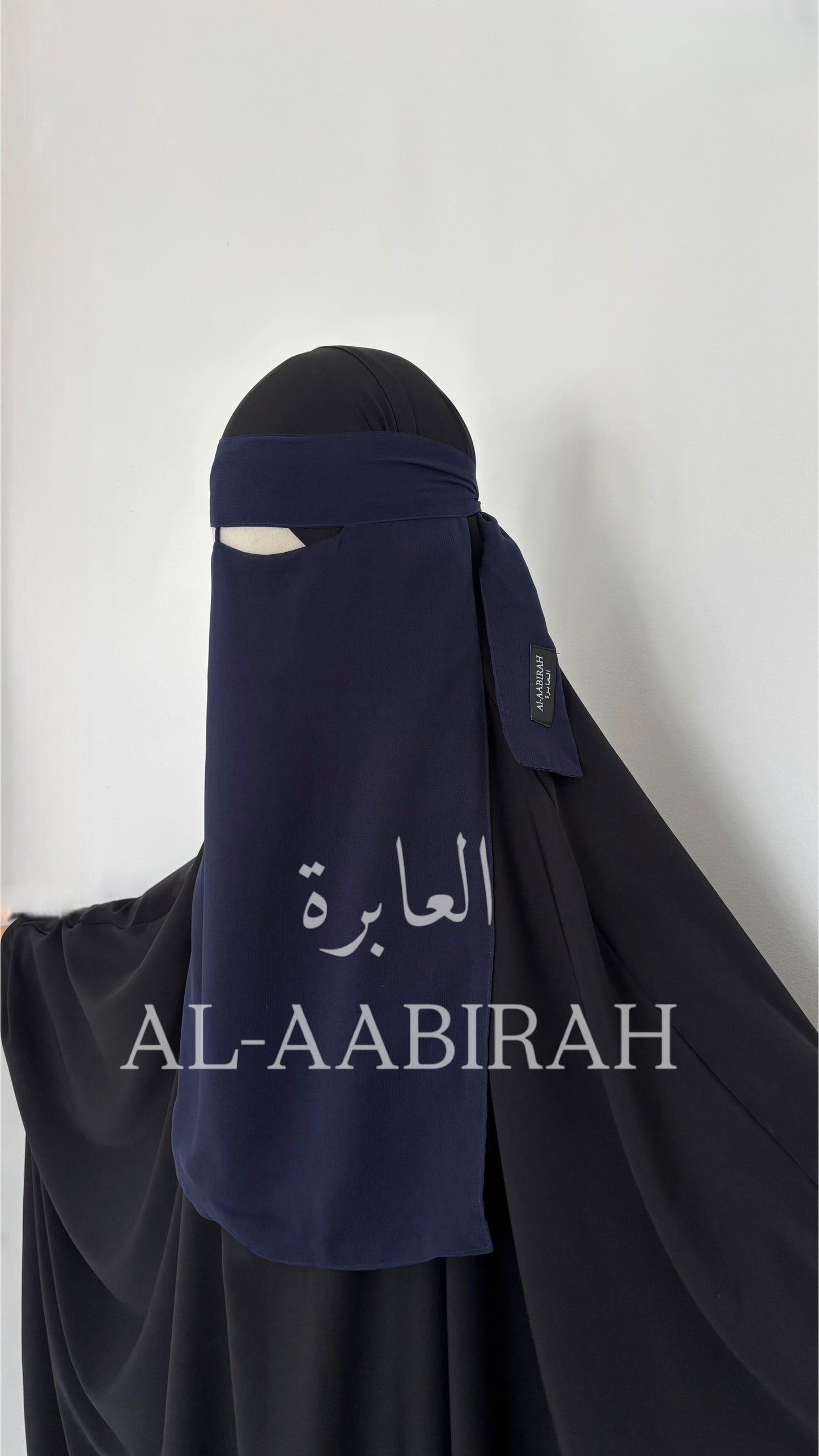 One Layer Nose String Niqab- Navy Blue