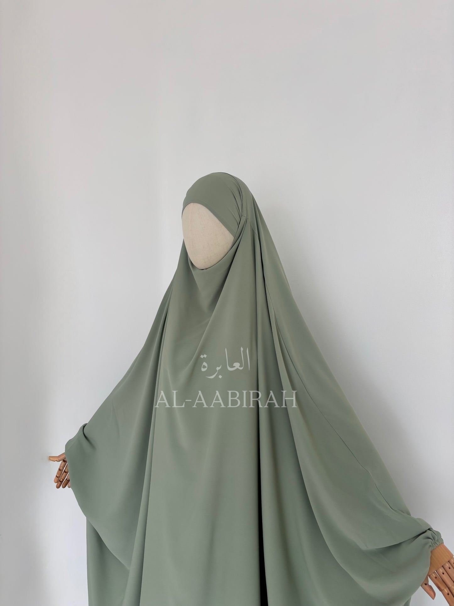 2pc Butterfly Jilbab Set- Light Sage Green