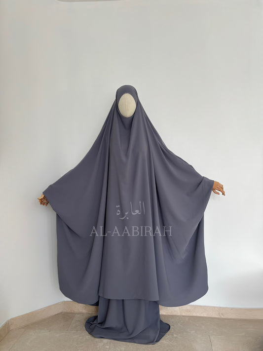 2pc Butterfly Jilbab Set- Light Grey