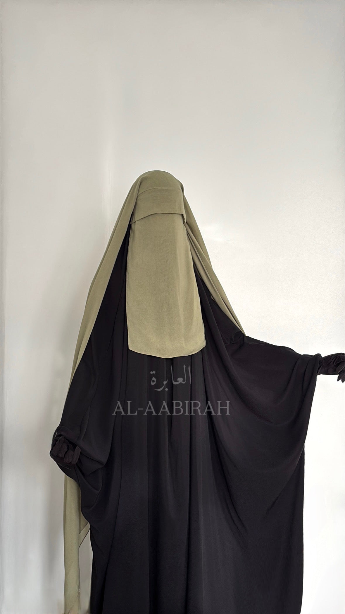 Three Layer Nose string Flap Niqab- Pistachio