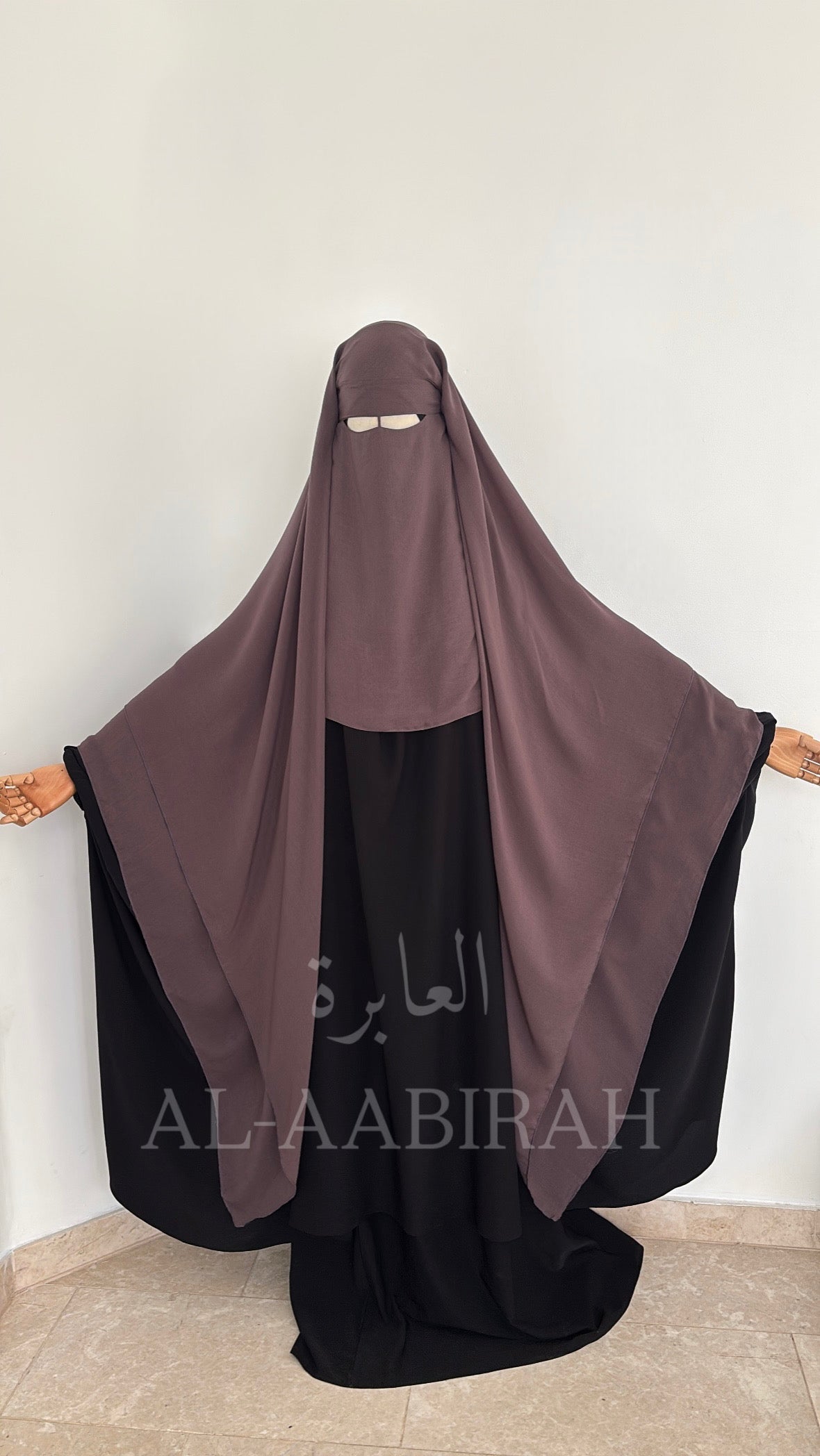 Three Layer Nose String Niqab (Mauve-Brown)