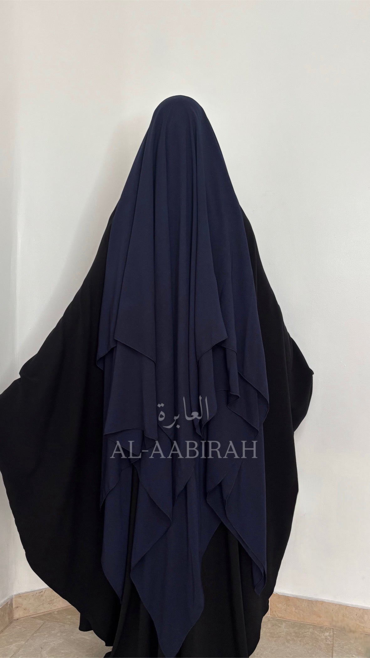 Three Layer Nose string Flap Niqab- Navy Blue