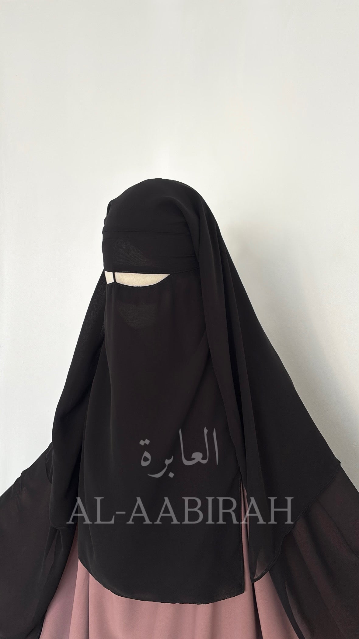 Three Layer Nose String Niqab - Black (CLEARANCE)