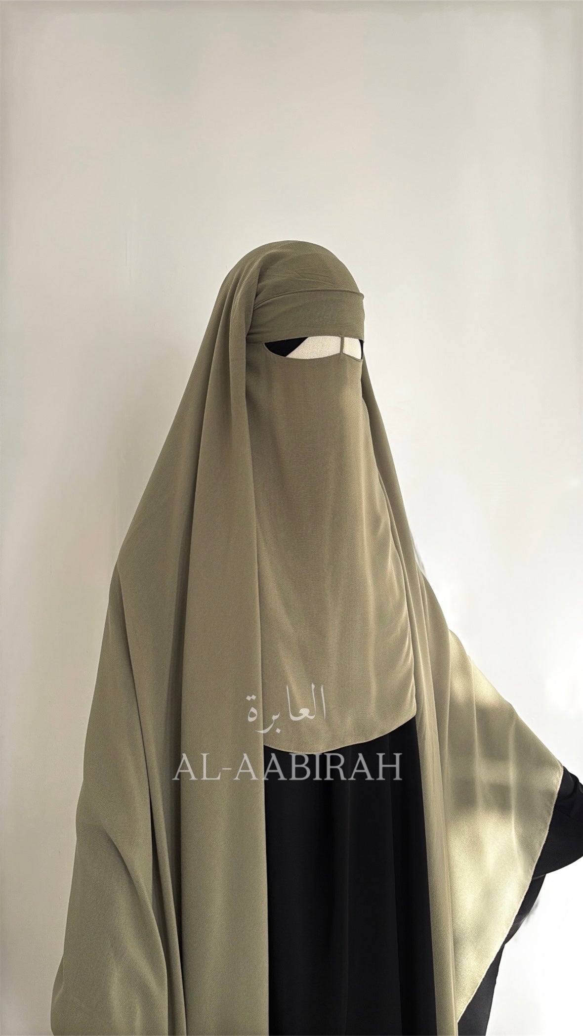 Three Layer Nose string Flap Niqab- Pistachio