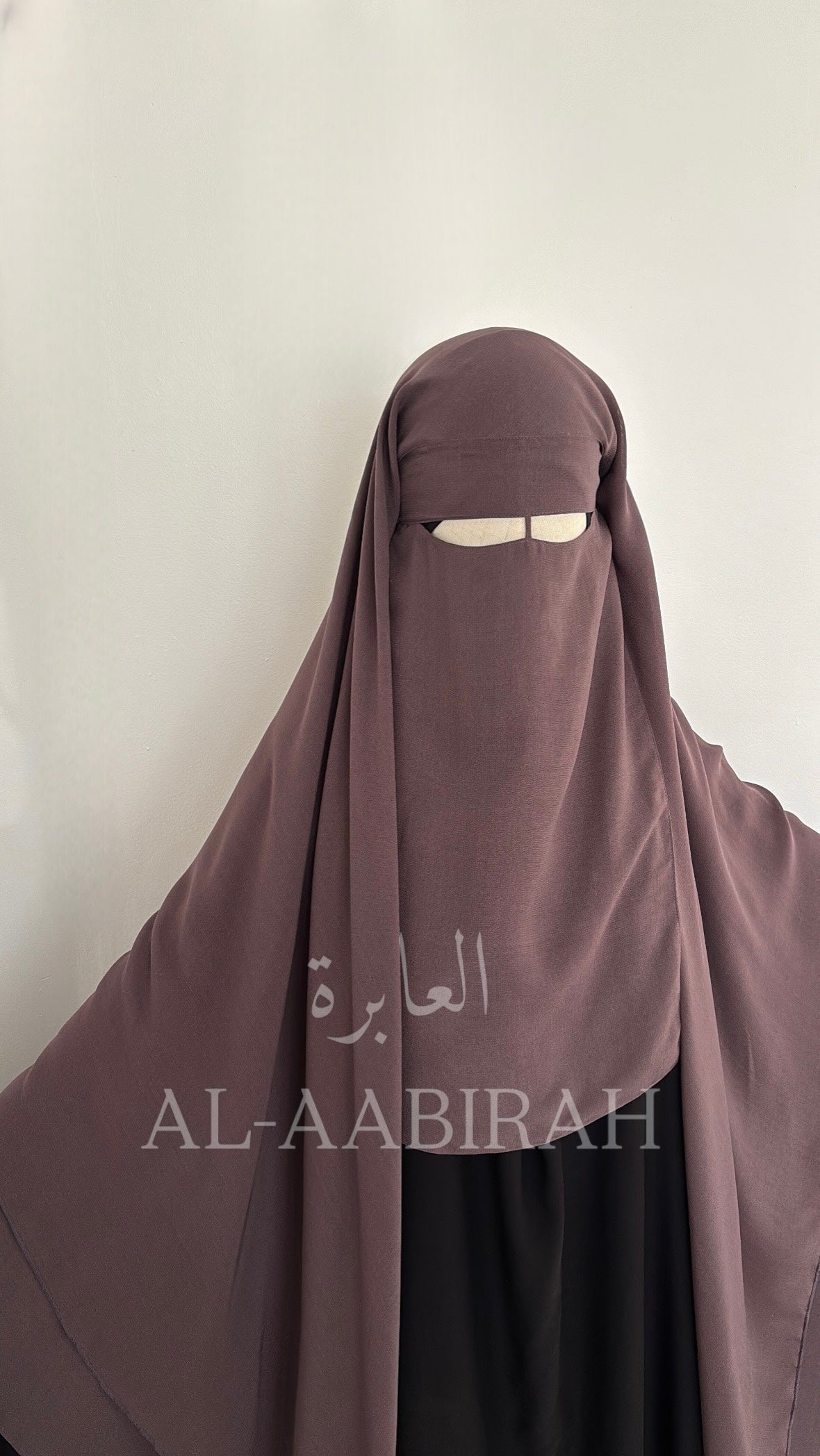Three Layer Nose String Niqab (Mauve-Brown)
