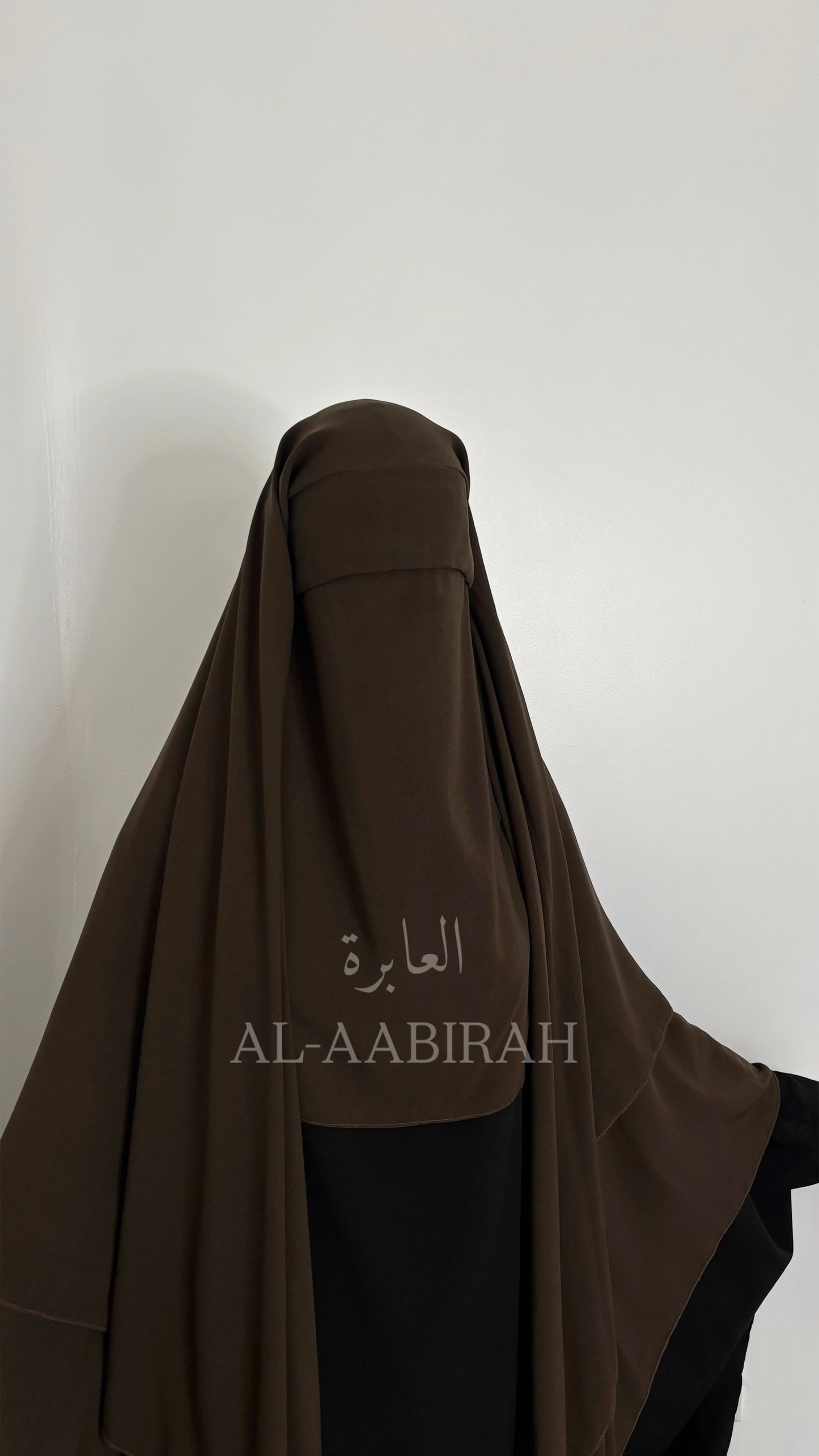 Three Layer Nose string Flap Niqab- Dark Brown