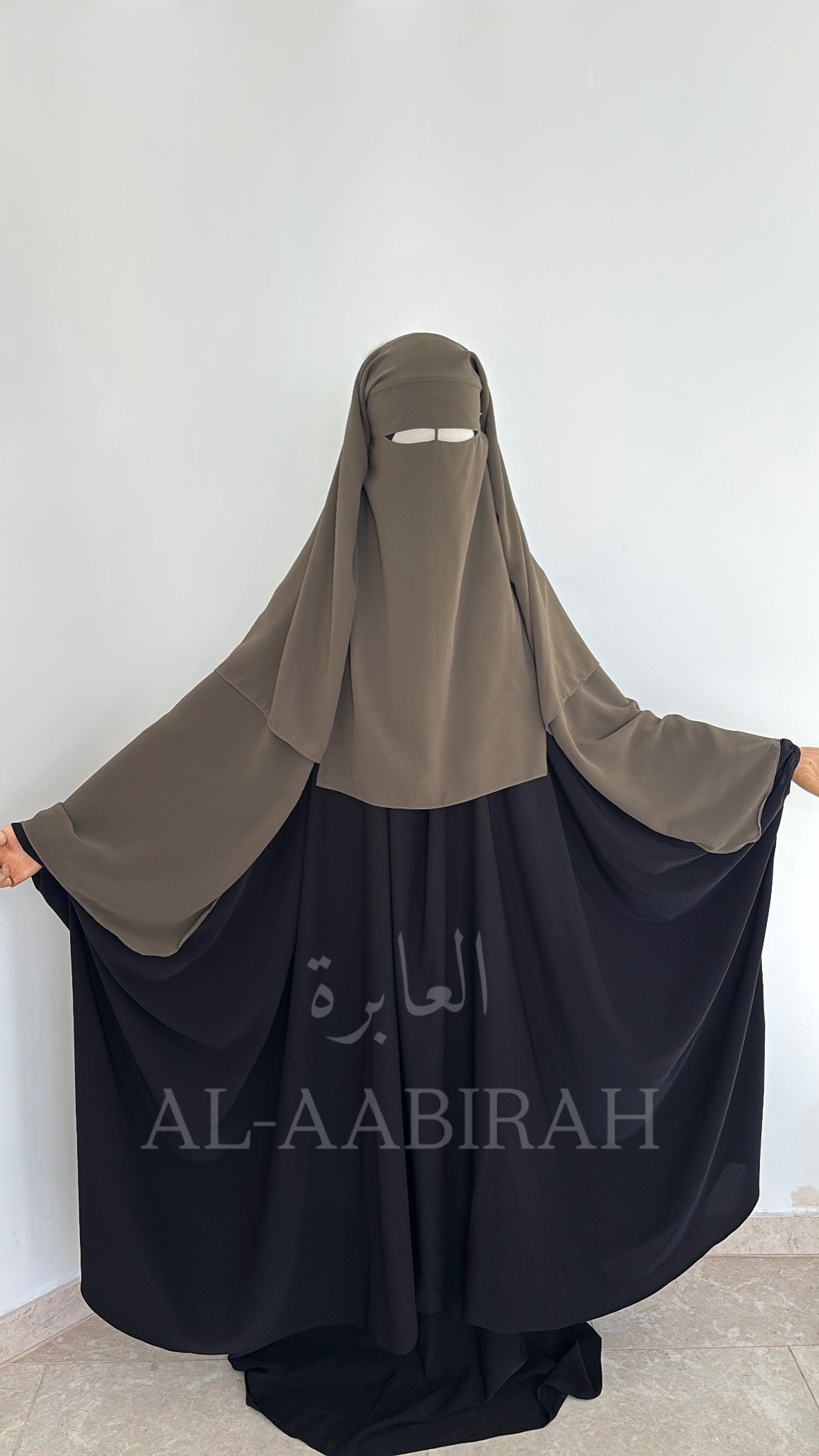 Three Layer Nose String Niqab- Khaki