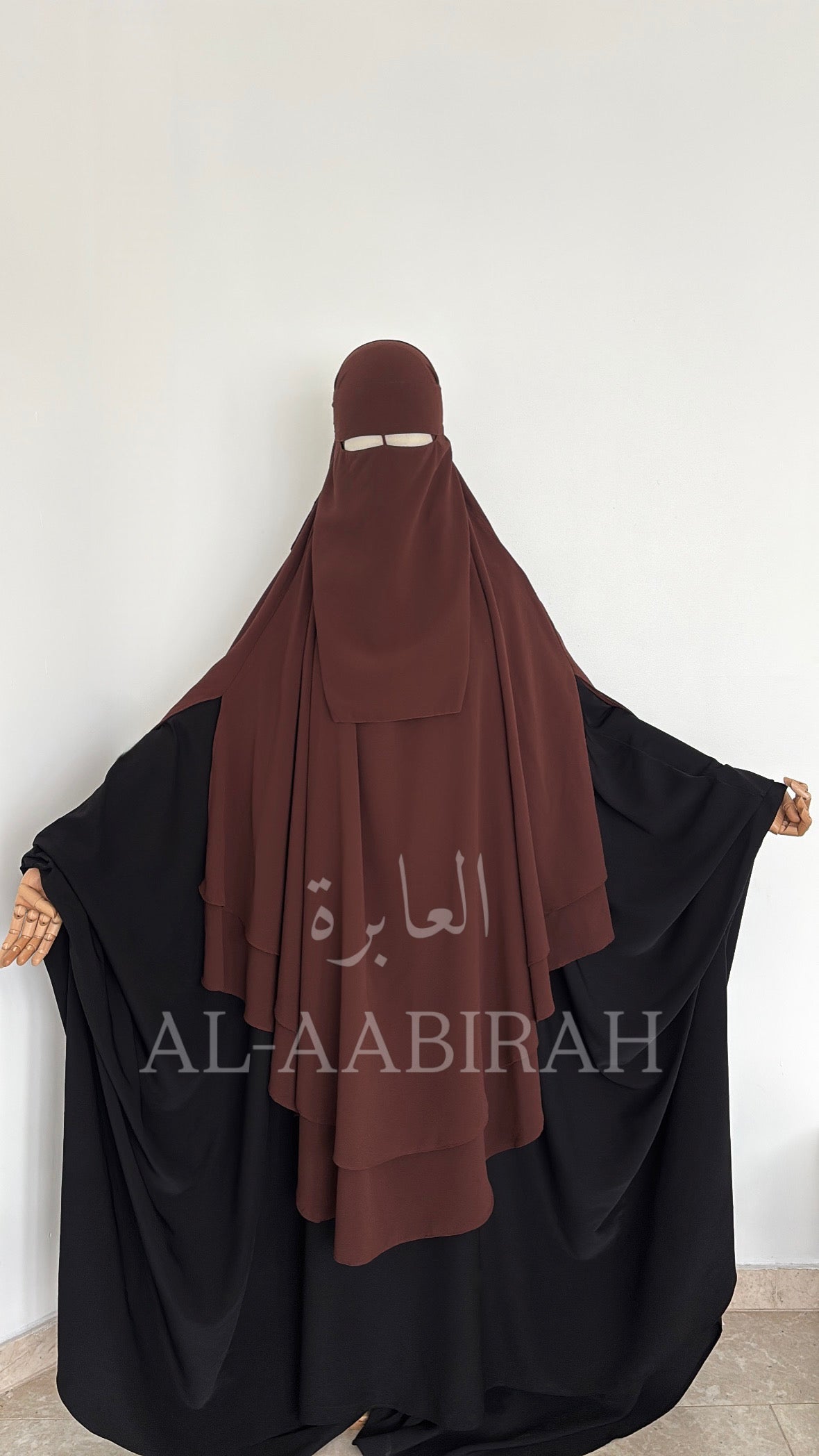 Medium One Layer Nose String Niqab- Dark Brown