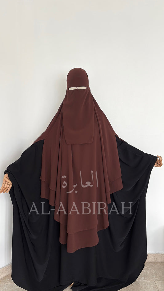 Medium One Layer Nose String Niqab- Dark Brown