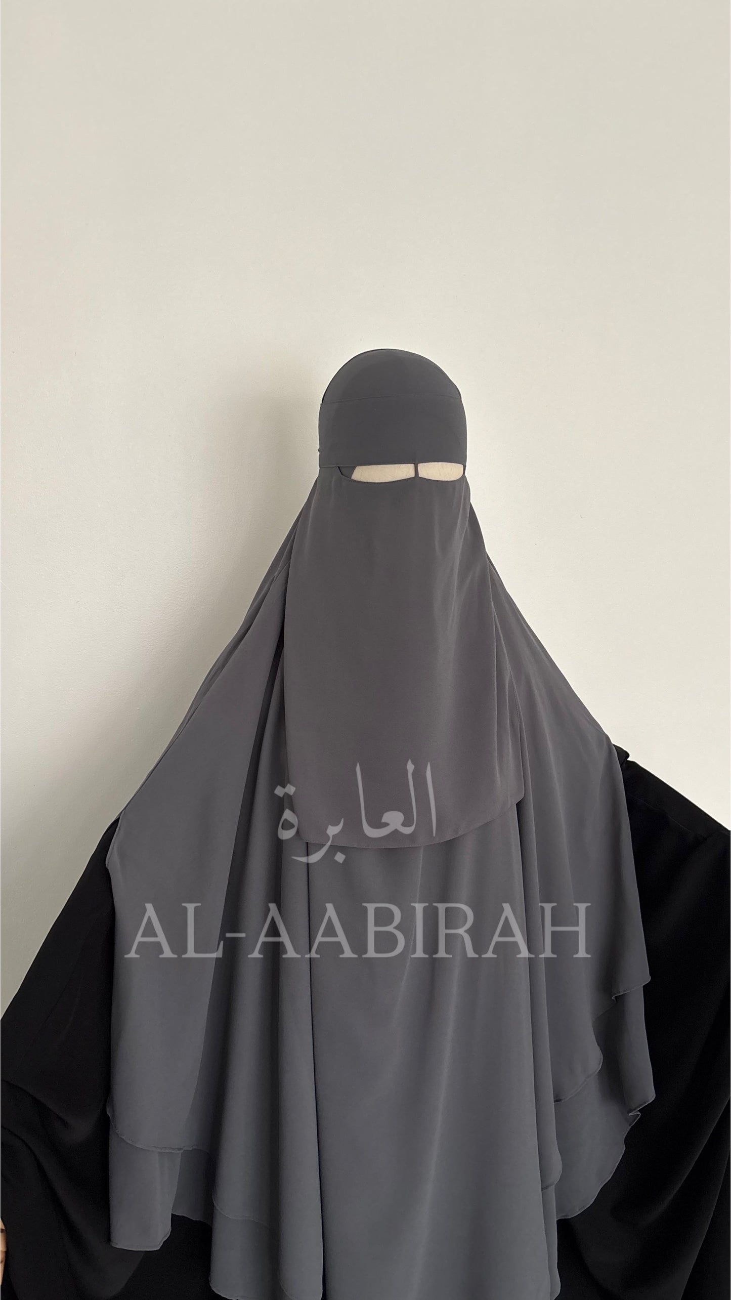 Medium One Layer Nose String Niqab- Grey