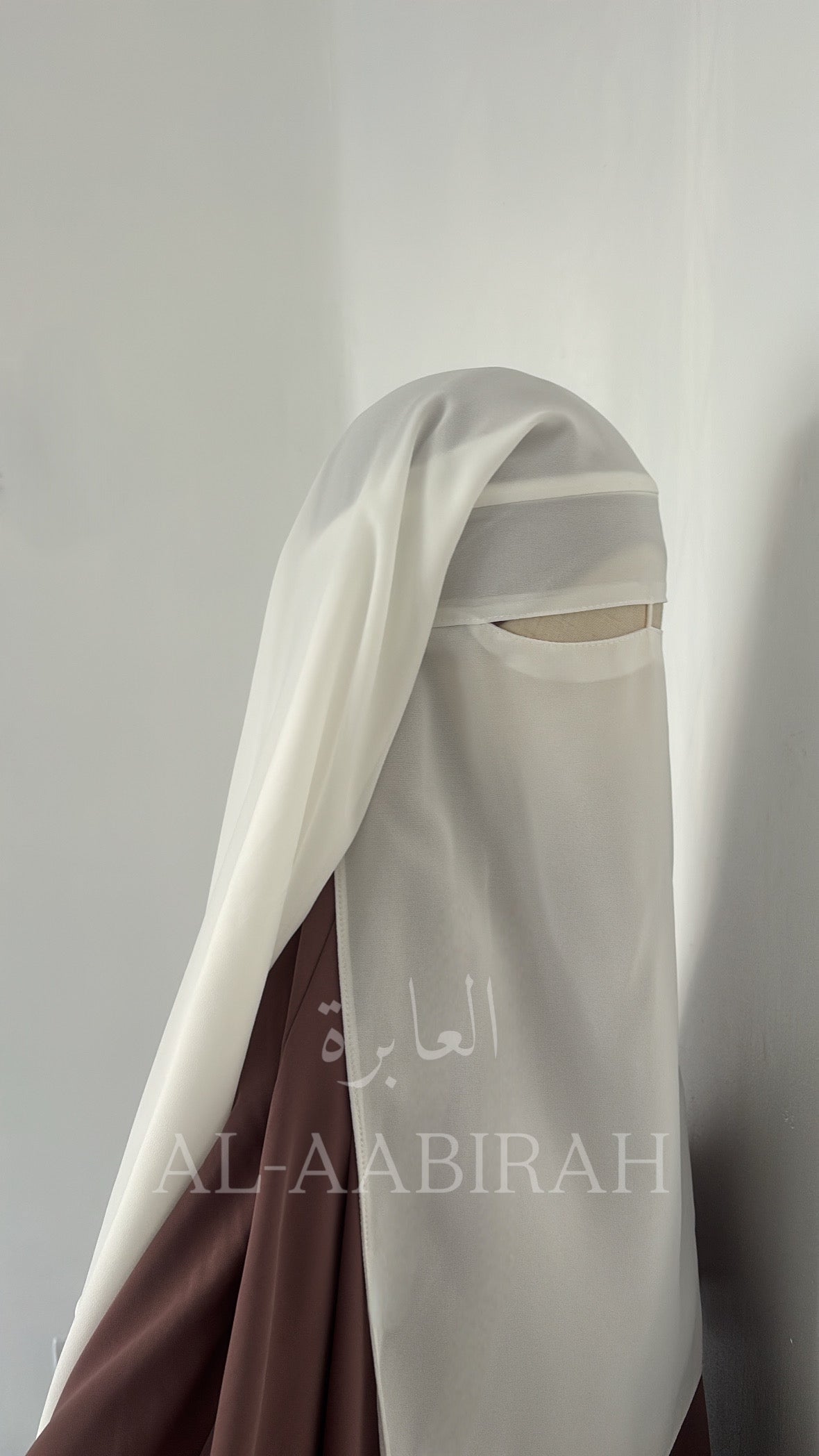 Three Layer Nose String Niqab - White (CLEARANCE)