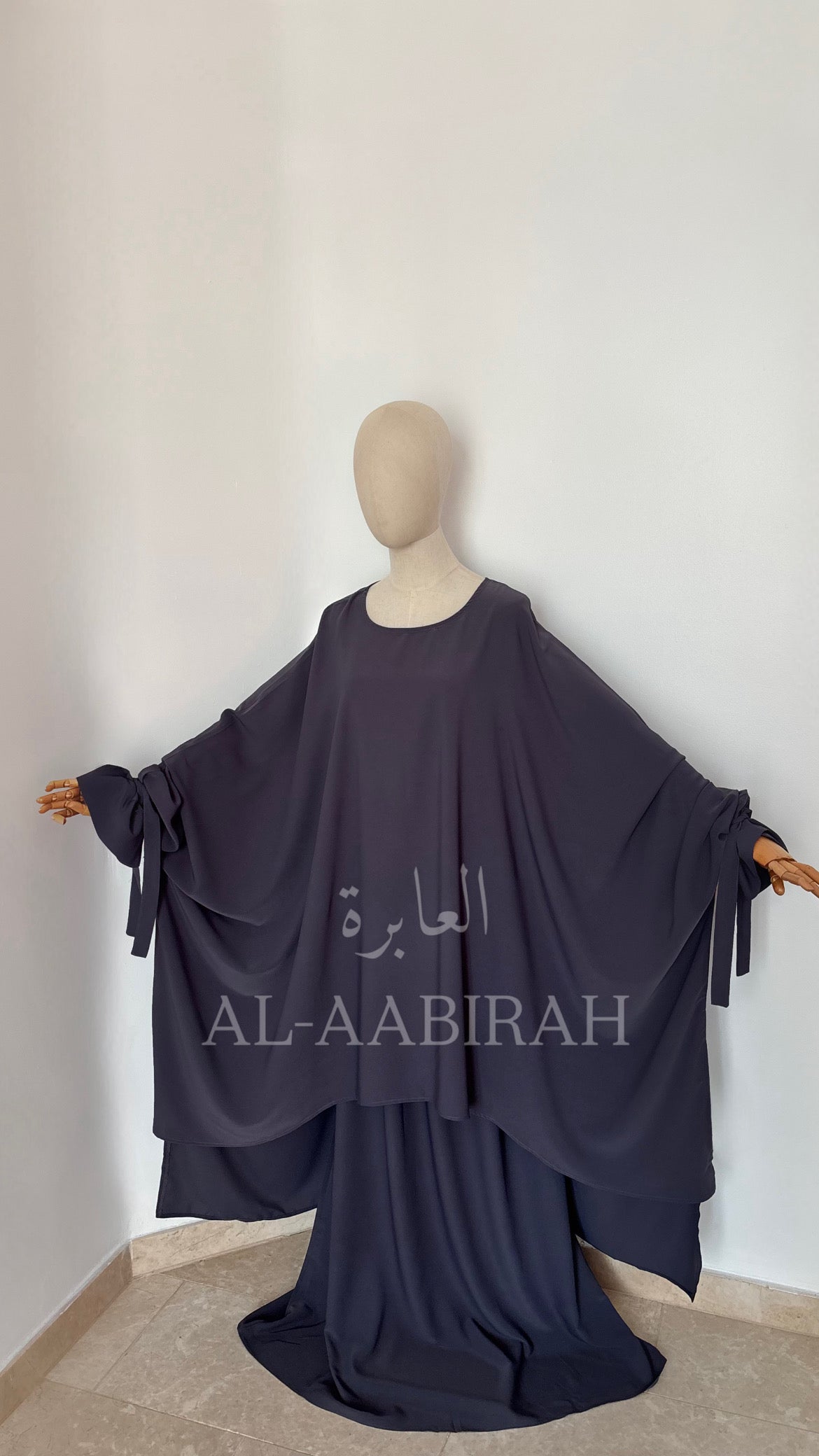 3 Piece Abaya Set- Dark Grey