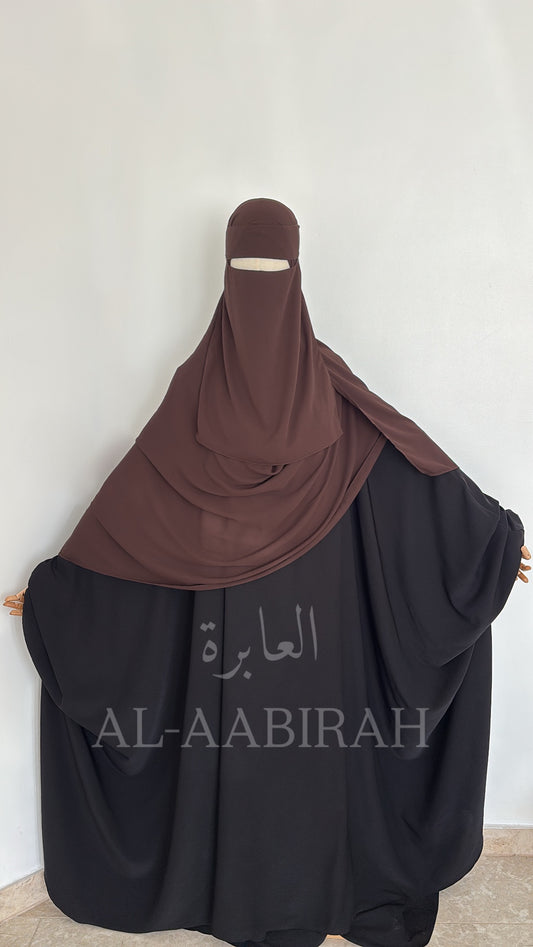 Niqab Set- Dark Brown (without nose string)