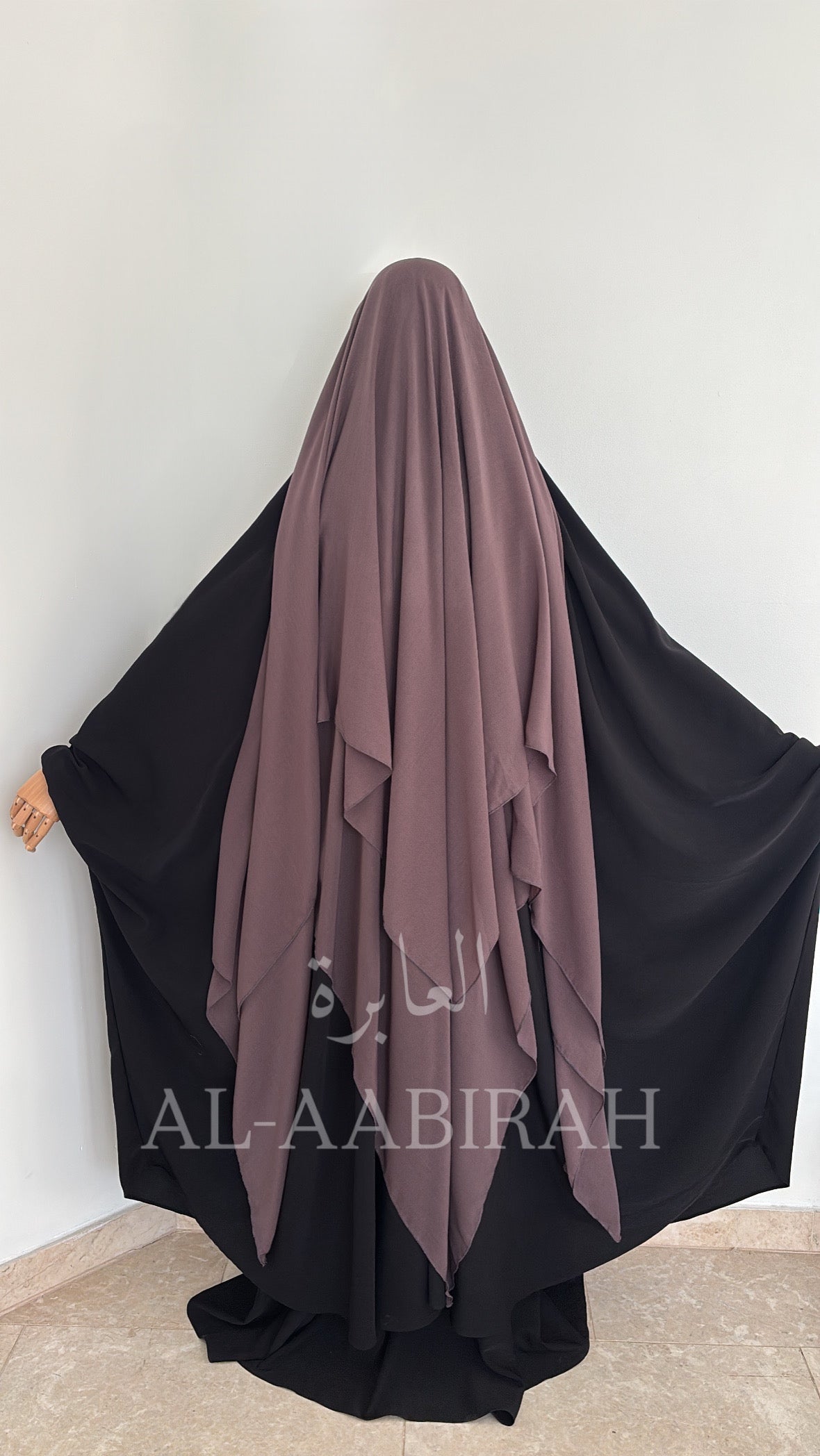 Three Layer Nose String Niqab (Mauve-Brown)