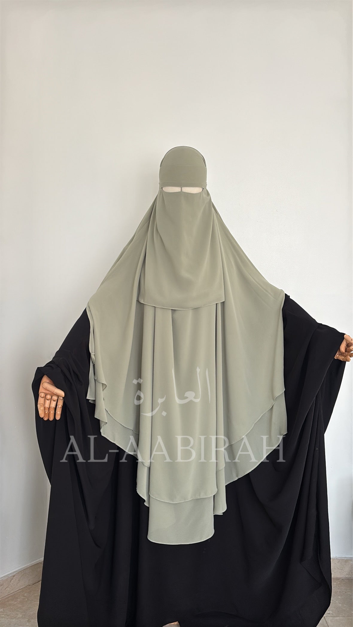 Medium One Layer Nose String Niqab- Sage Green