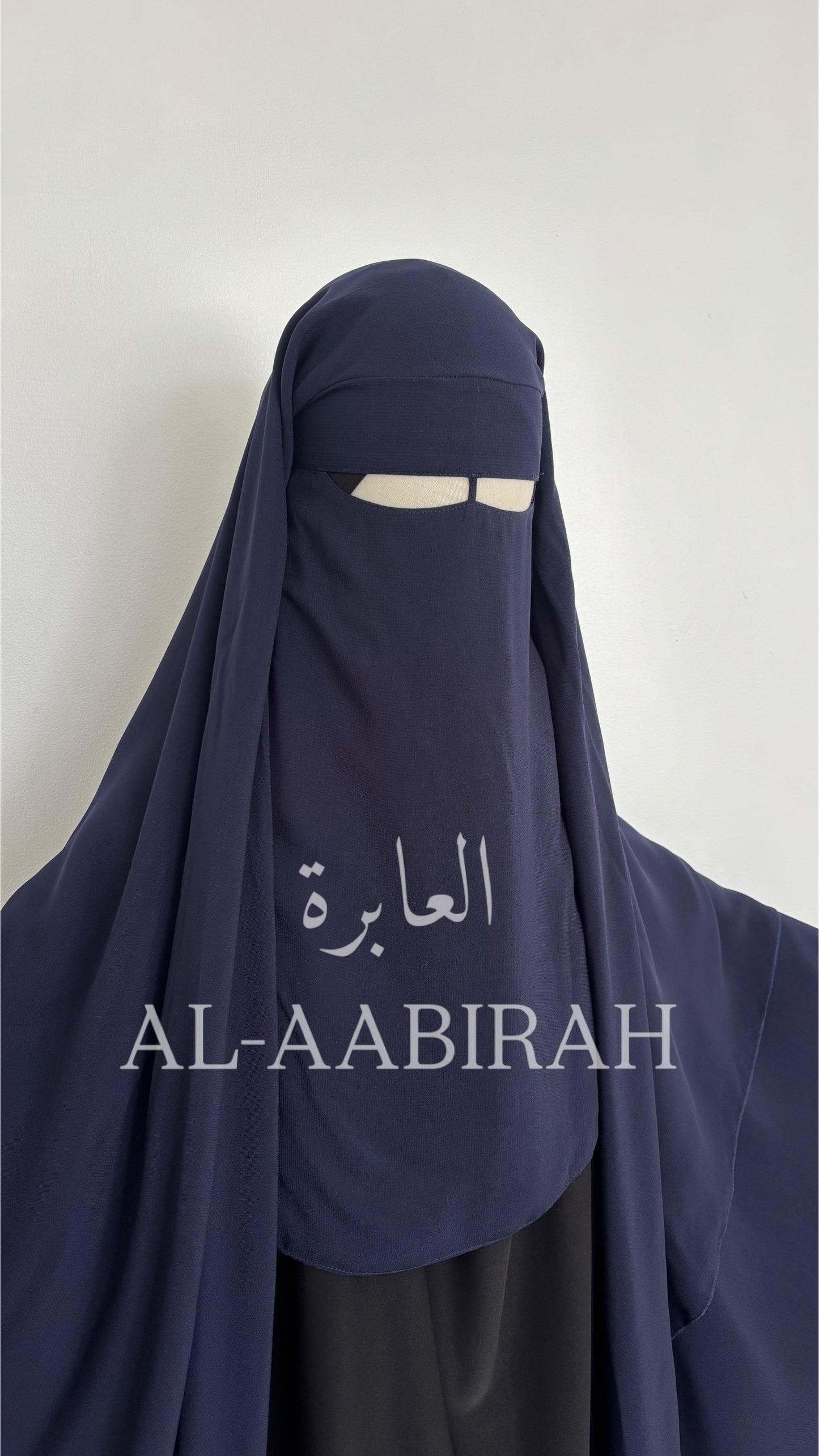 Three Layer Nose String Niqab - Navy Blue