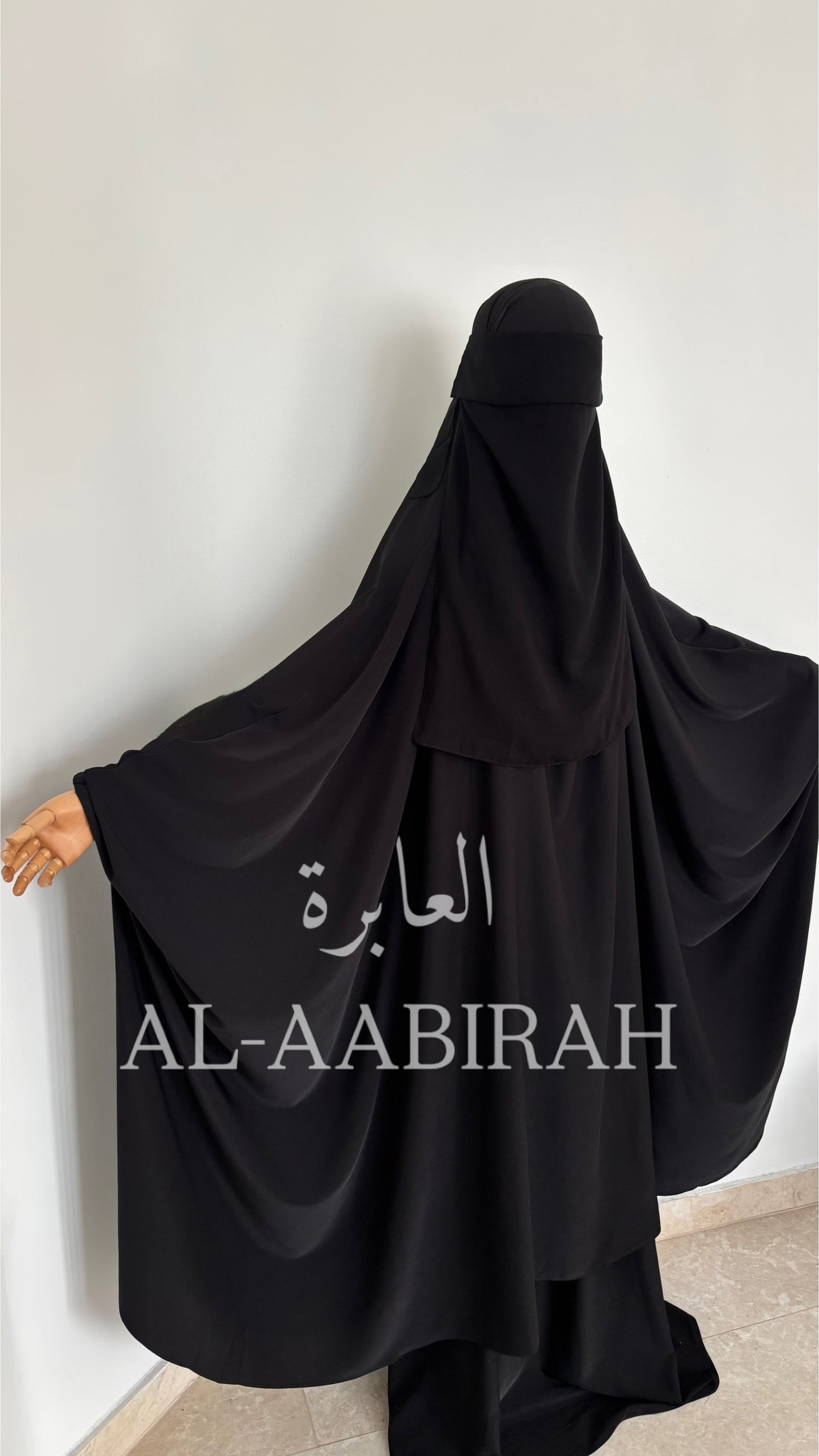 One Layer Nose string Flap Niqab - Black