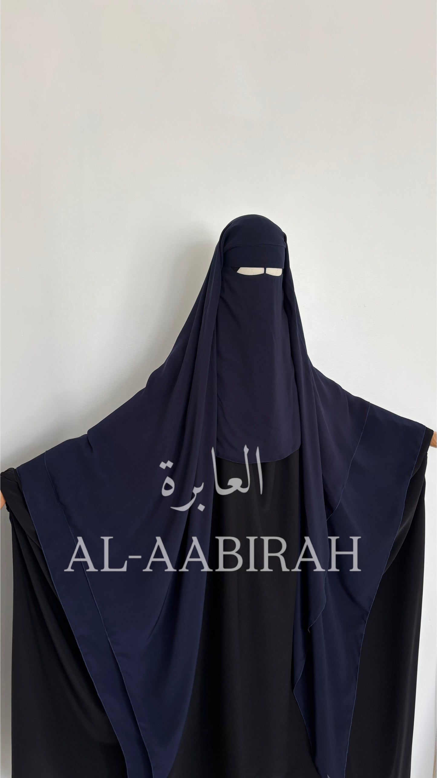 Three Layer Nose String Niqab - Navy Blue