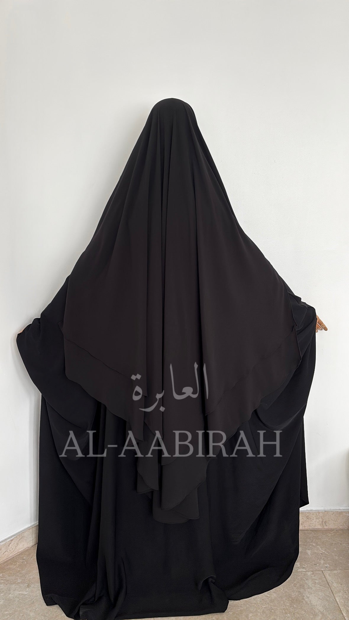 Double Layer Chiffon Khimar- Black