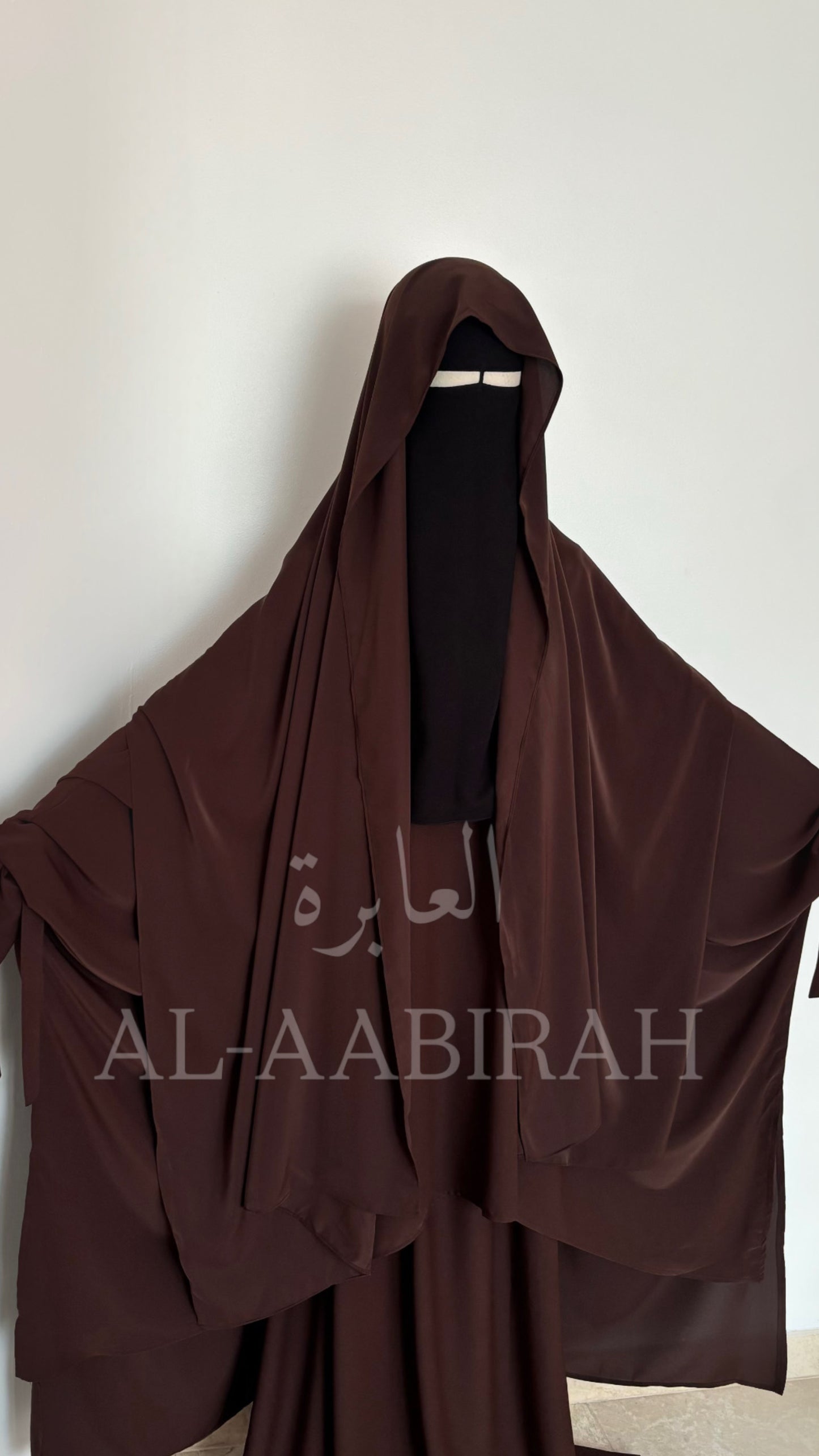 3 Pc Abaya Set- Dark Brown