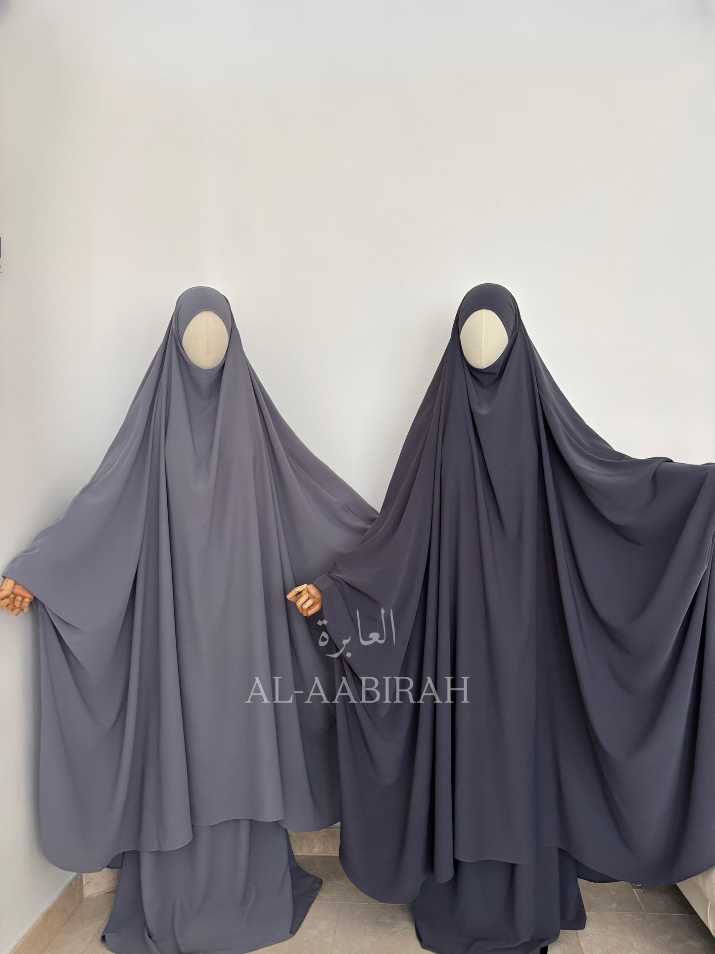 2pc Butterfly Jilbab Set- Light Grey