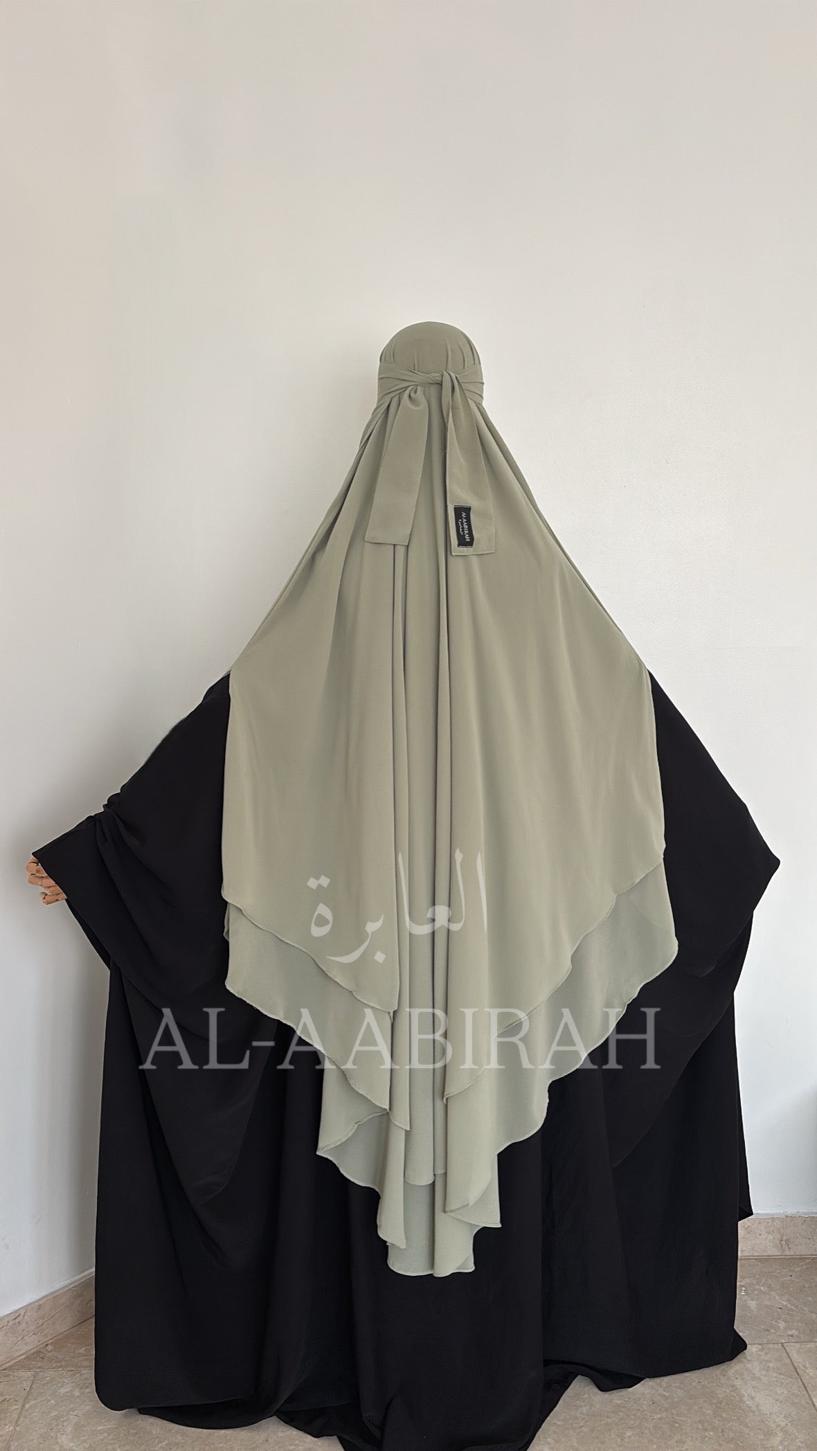 Double Layer Chiffon Khimar- Sage Green