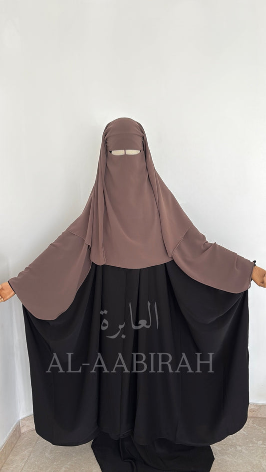 Three Layer Nose String Niqab- Taupe