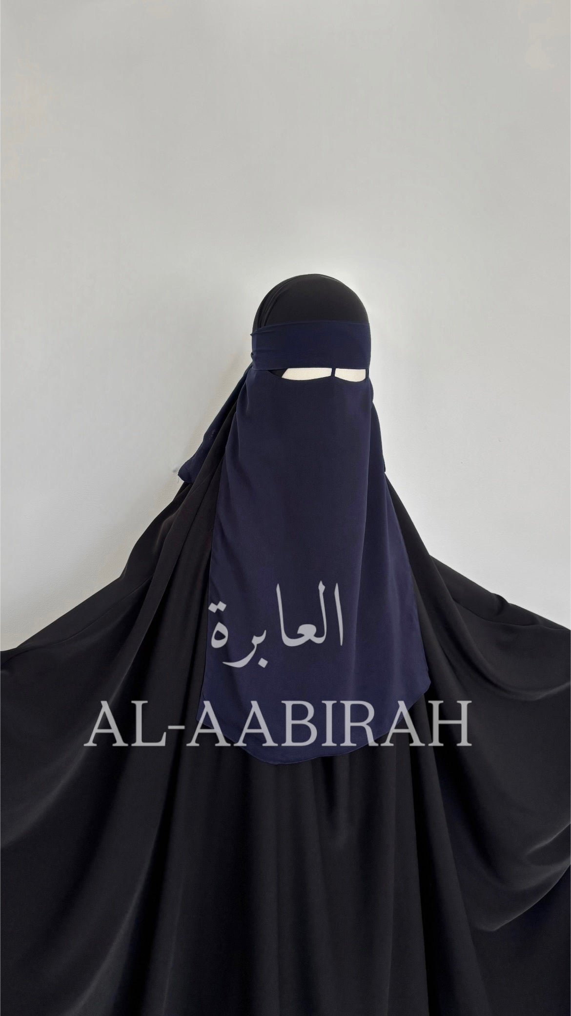One Layer Nose String Niqab- Navy Blue