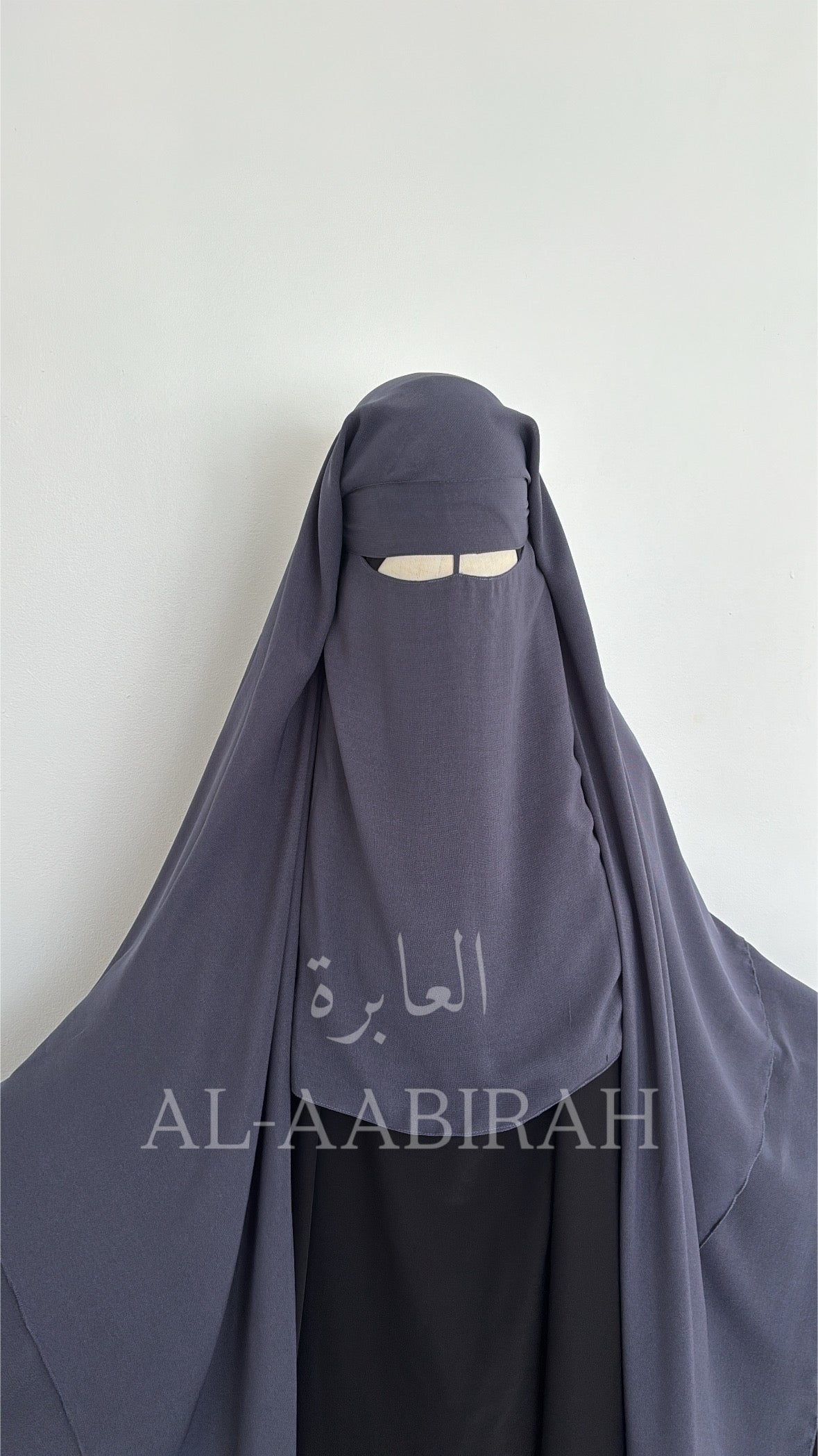 Three Layer Nose String Niqab (Blue-Grey)