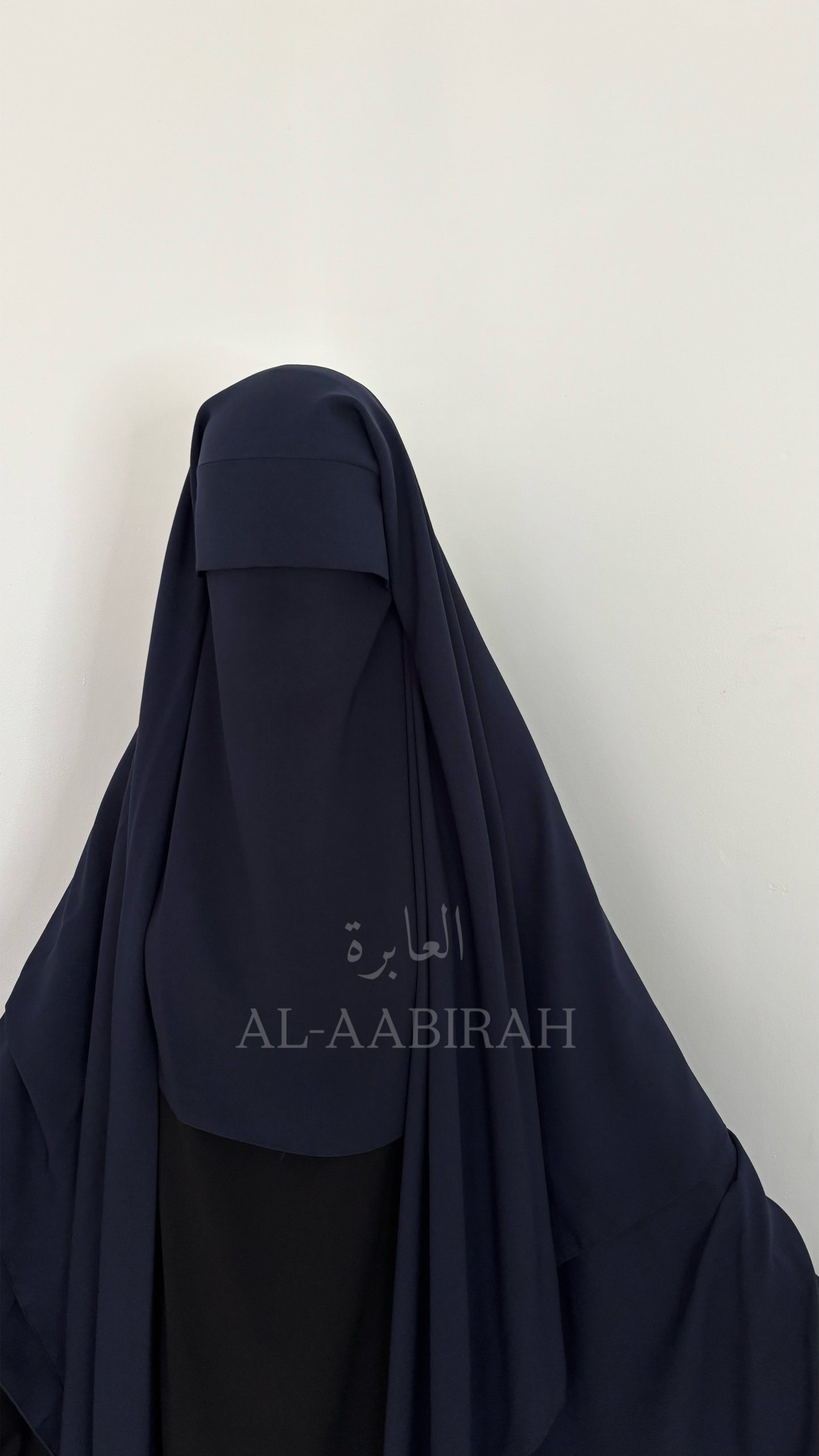 Three Layer Nose string Flap Niqab- Navy Blue