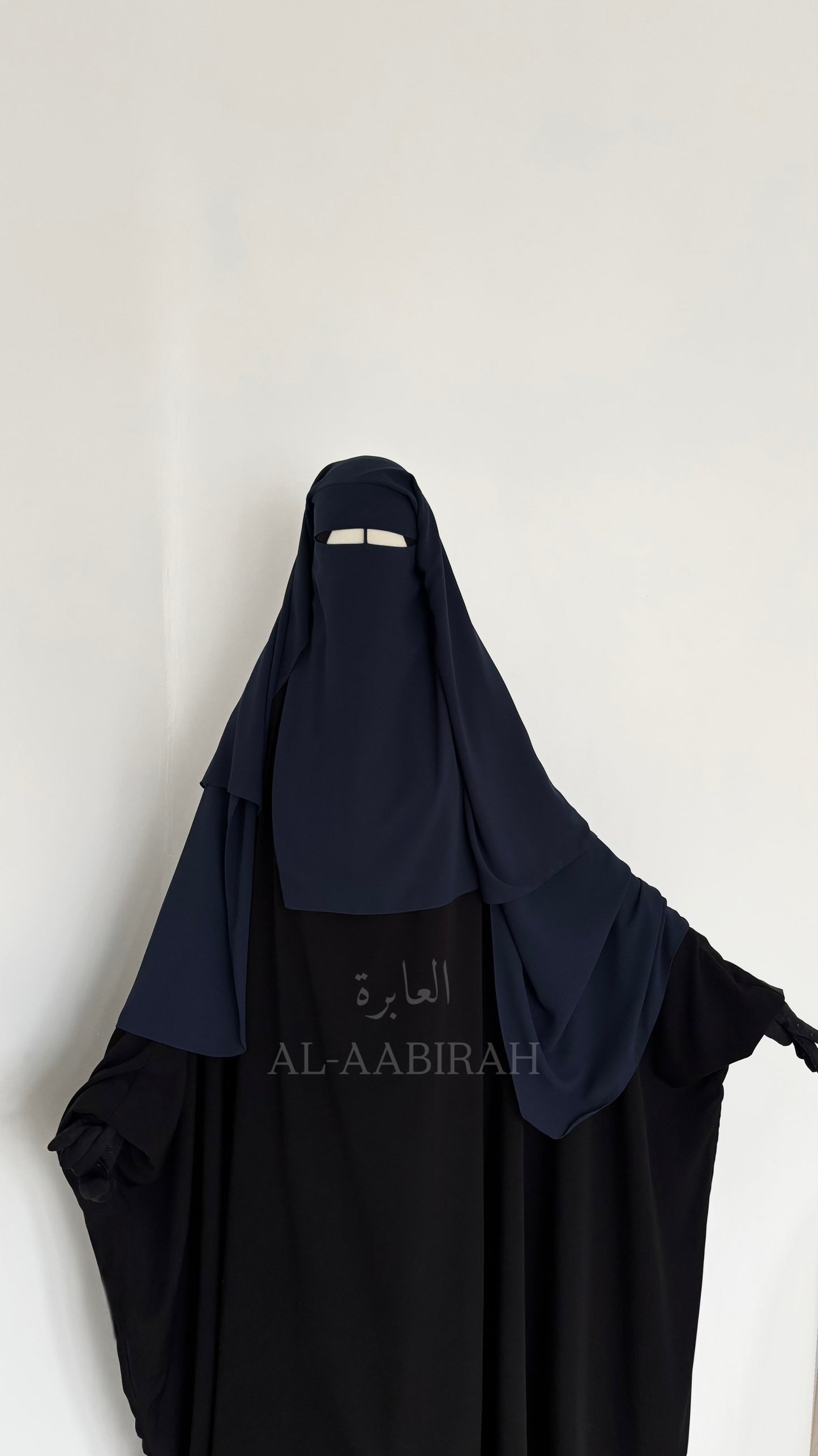 Three Layer Nose String Niqab- Navy Blue