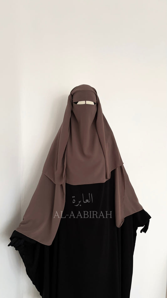Three Layer Nose String Niqab- Taupe