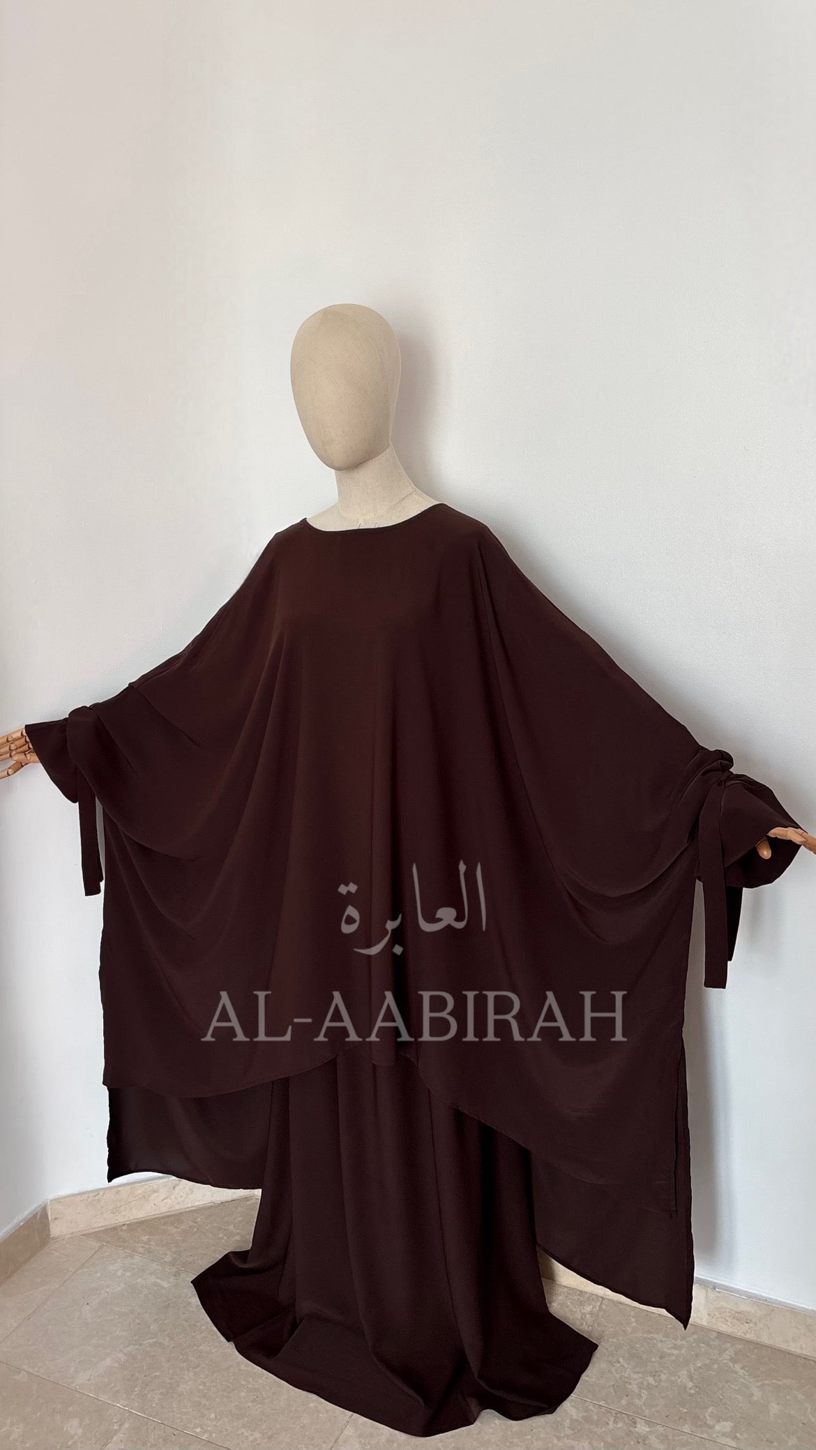 3 Pc Abaya Set- Dark Brown