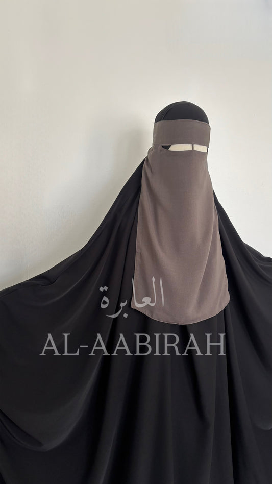 One Layer Nose String Niqab- Dark Grey