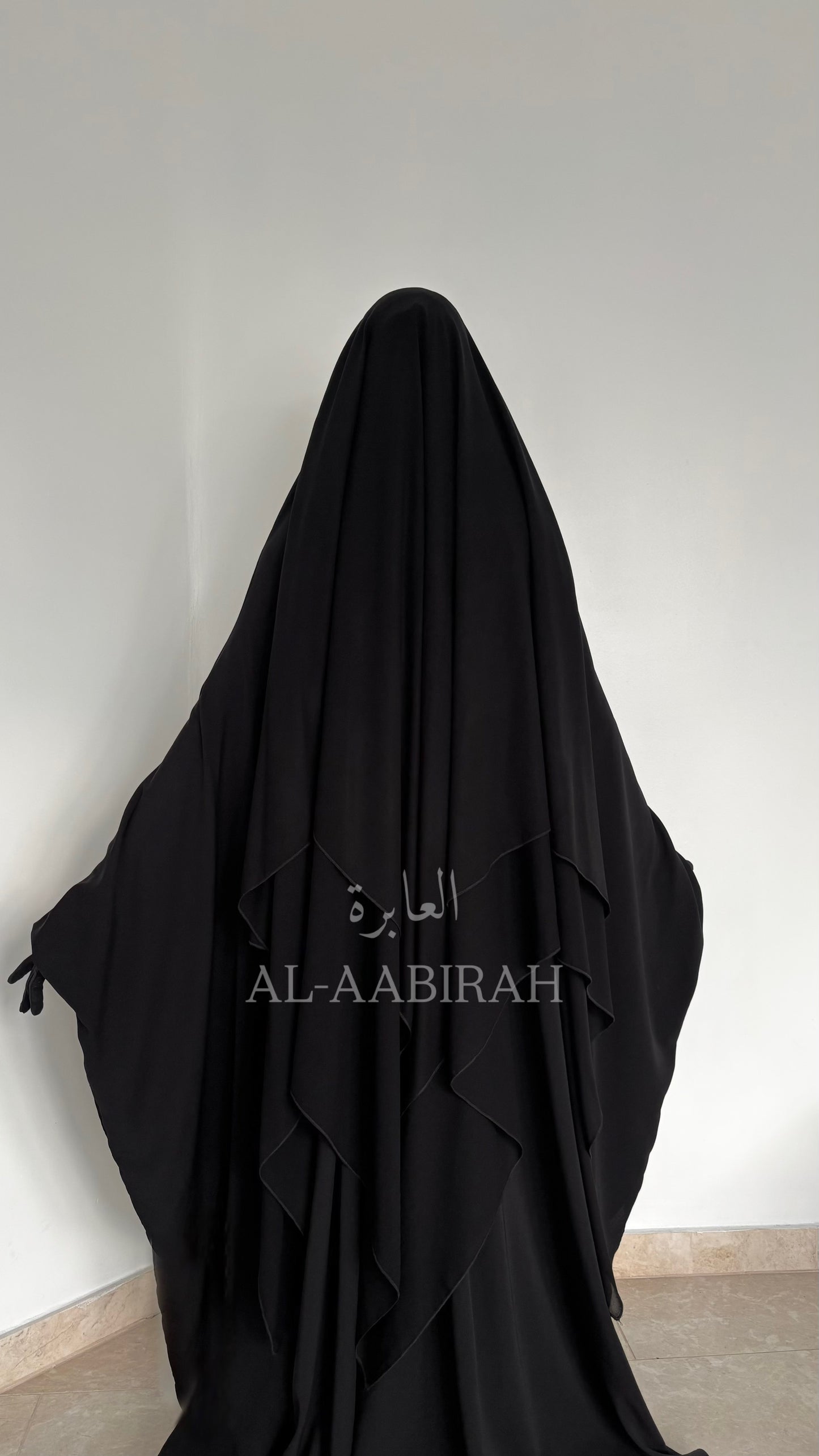 Three Layer Nose string Flap Niqab- Black