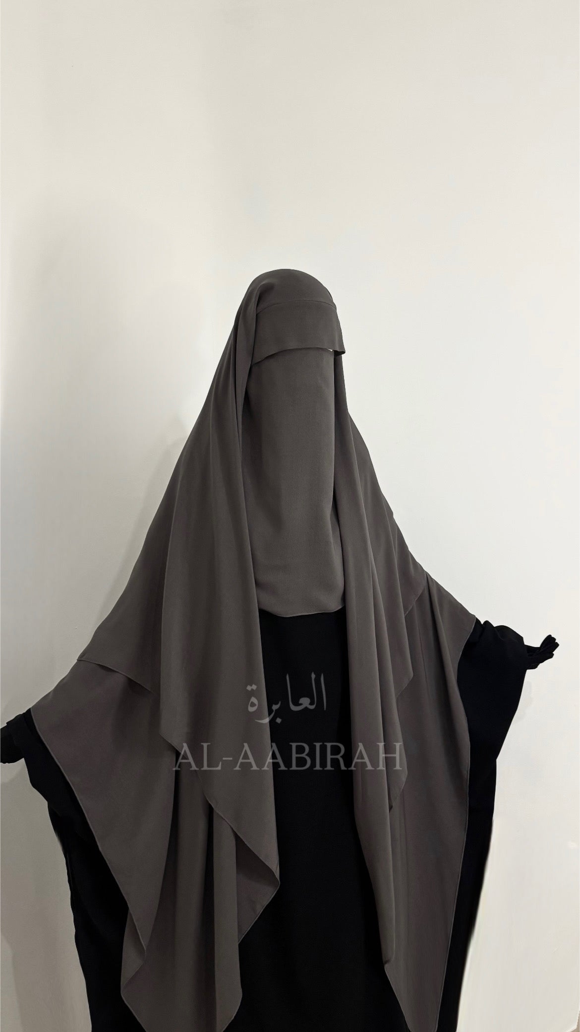 Three Layer Nose string Flap Niqab- Dark Grey