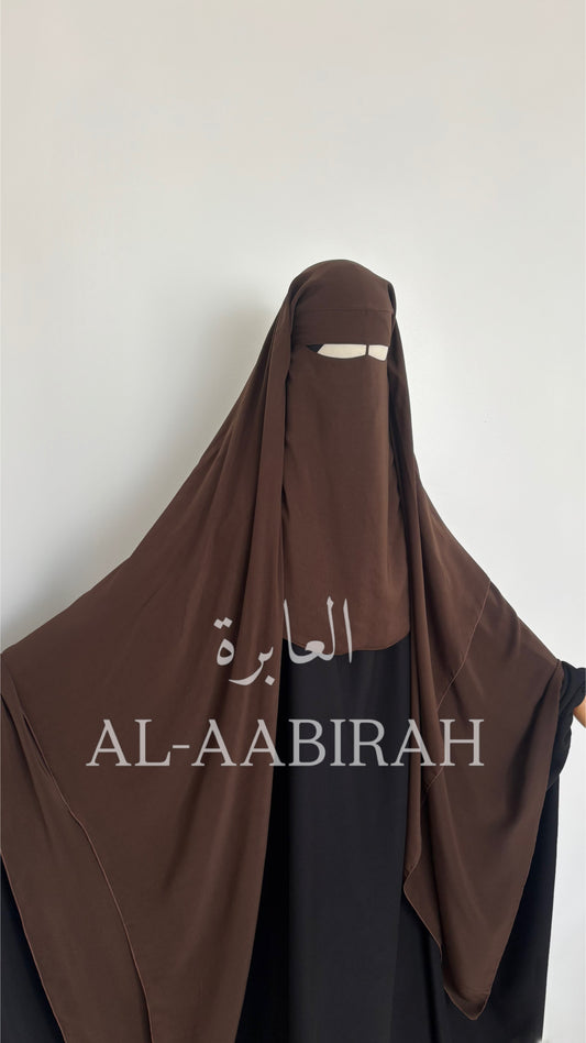 Three Layer Nose String Niqab - Dark Brown